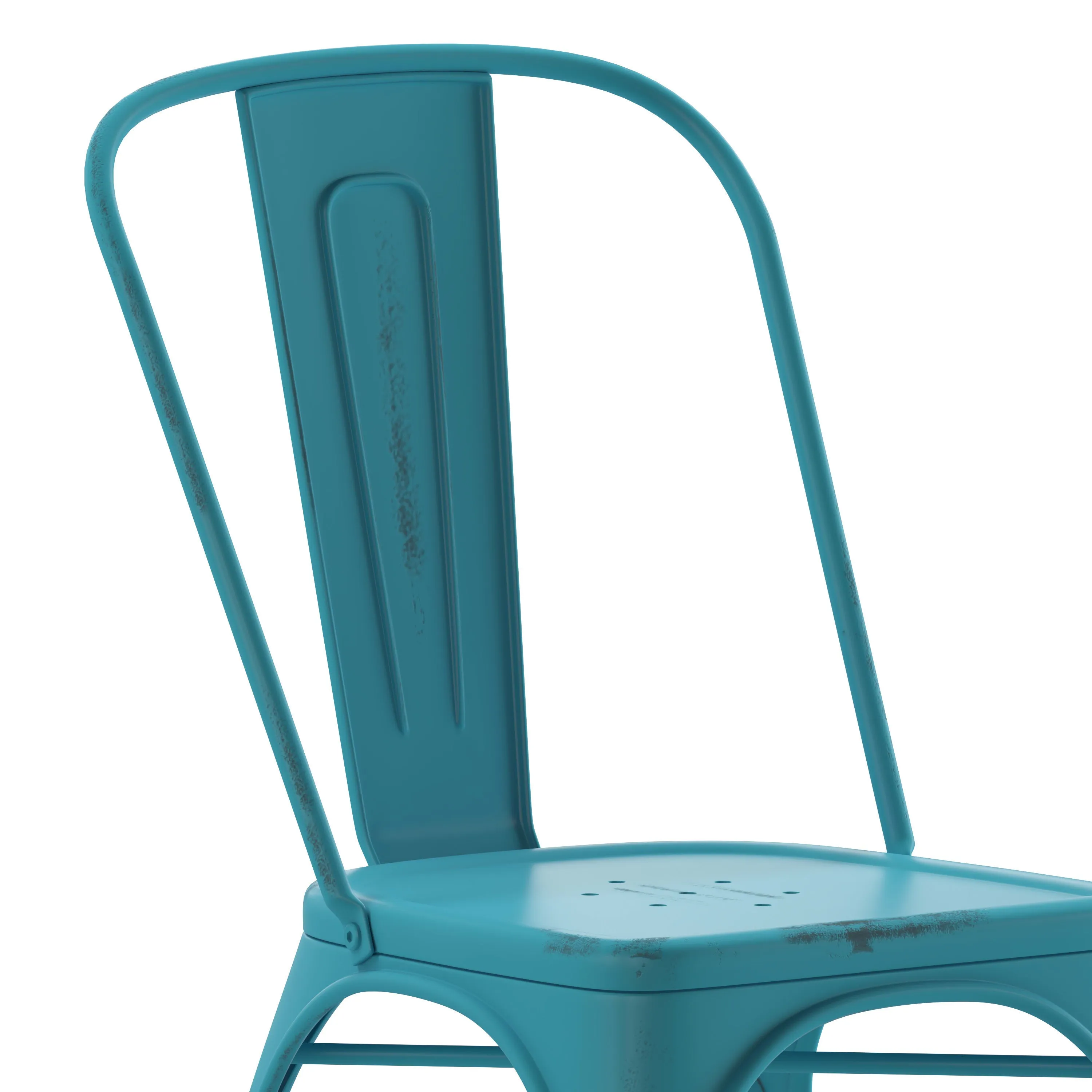 Commercial Grade Distressed Metal Indoor-Outdoor Stackable Chair