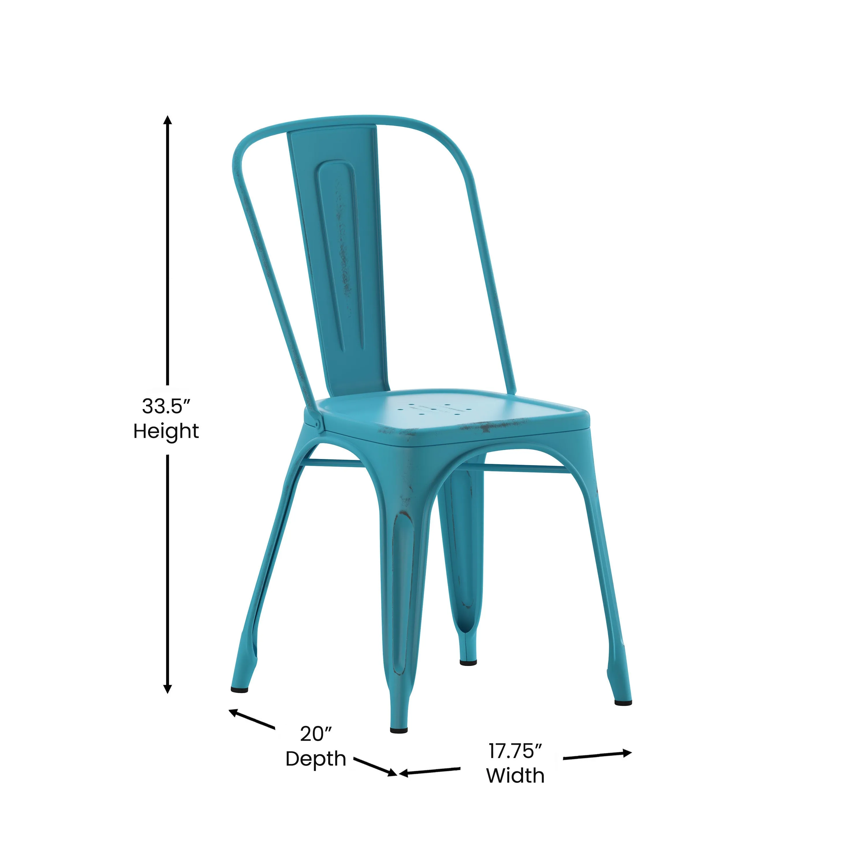 Commercial Grade Distressed Metal Indoor-Outdoor Stackable Chair