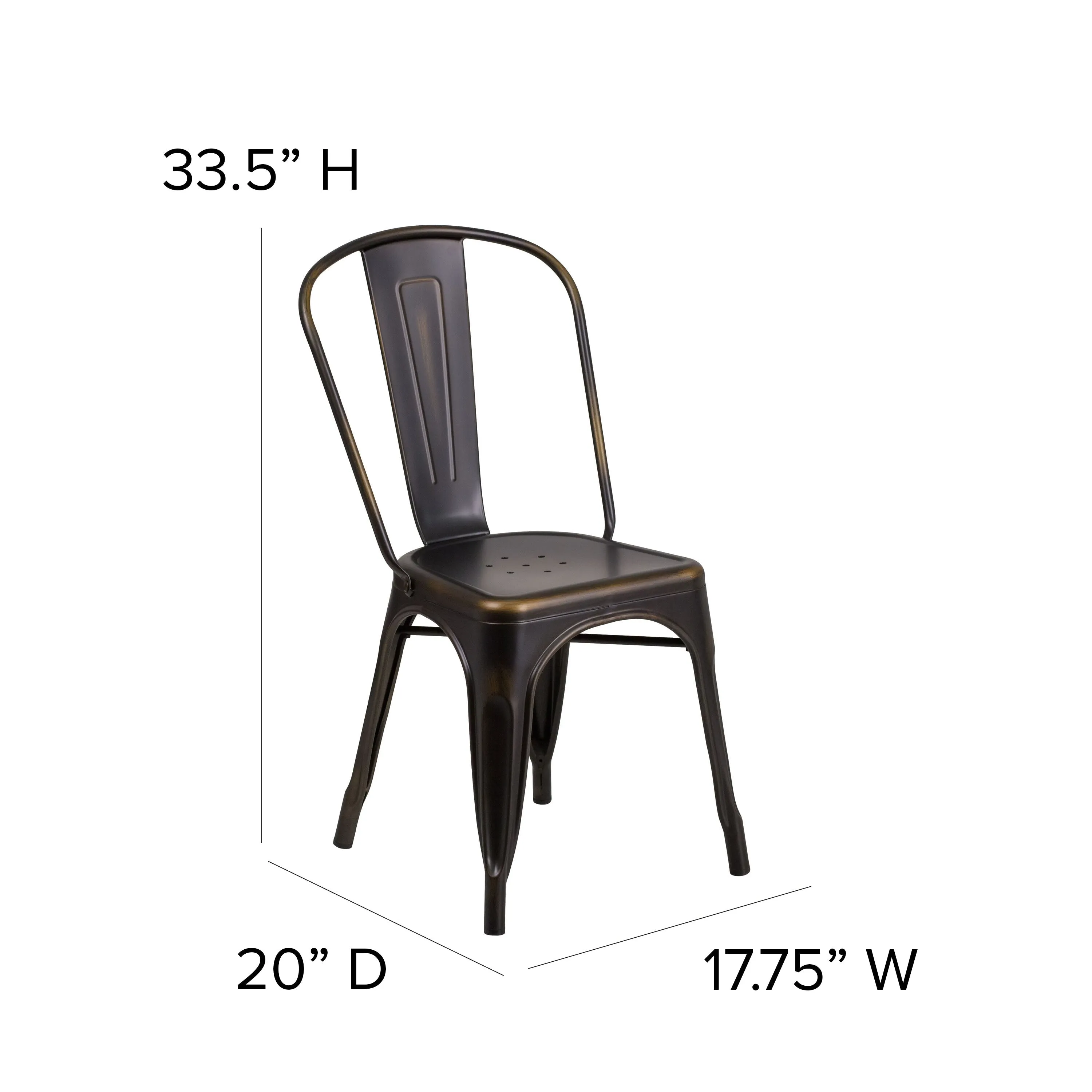 Commercial Grade Distressed Metal Indoor-Outdoor Stackable Chair