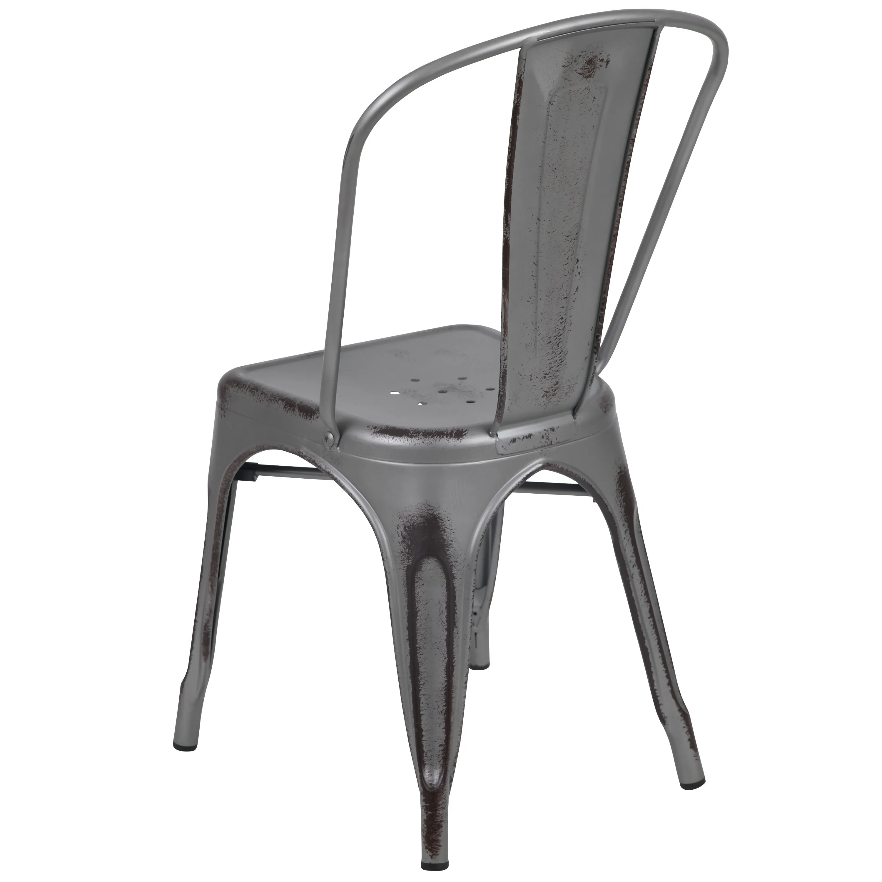 Commercial Grade Distressed Metal Indoor-Outdoor Stackable Chair