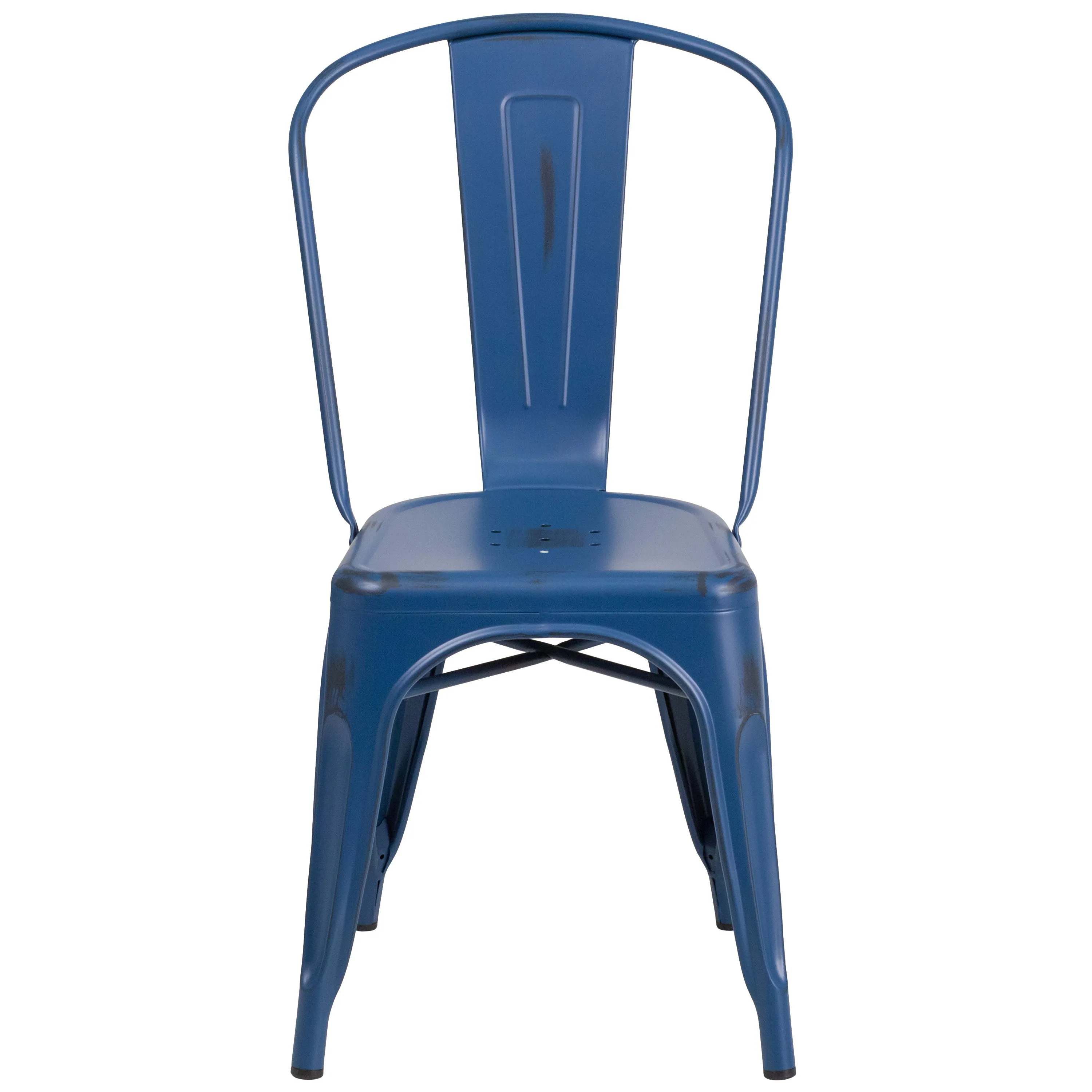 Commercial Grade Distressed Metal Indoor-Outdoor Stackable Chair