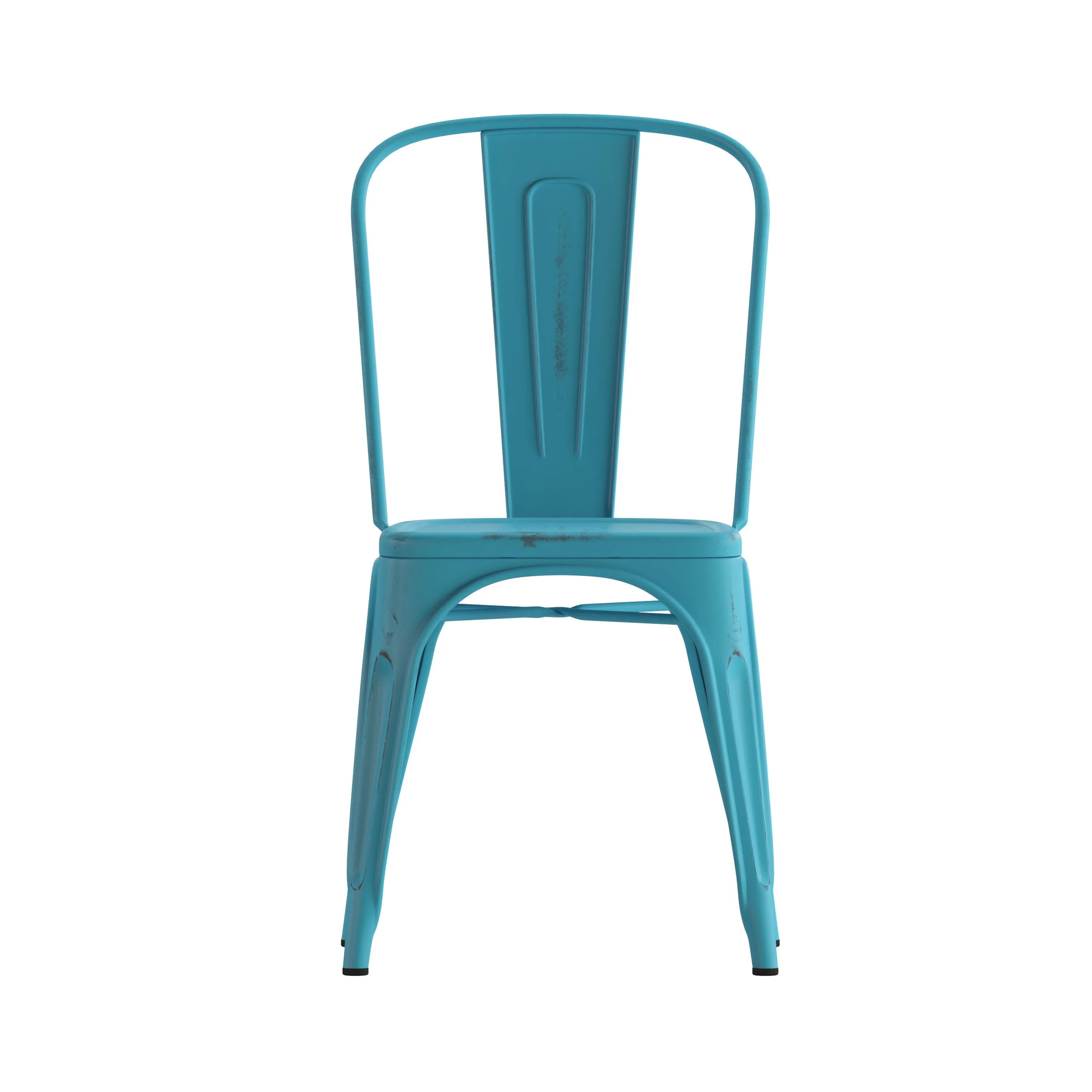 Commercial Grade Distressed Metal Indoor-Outdoor Stackable Chair