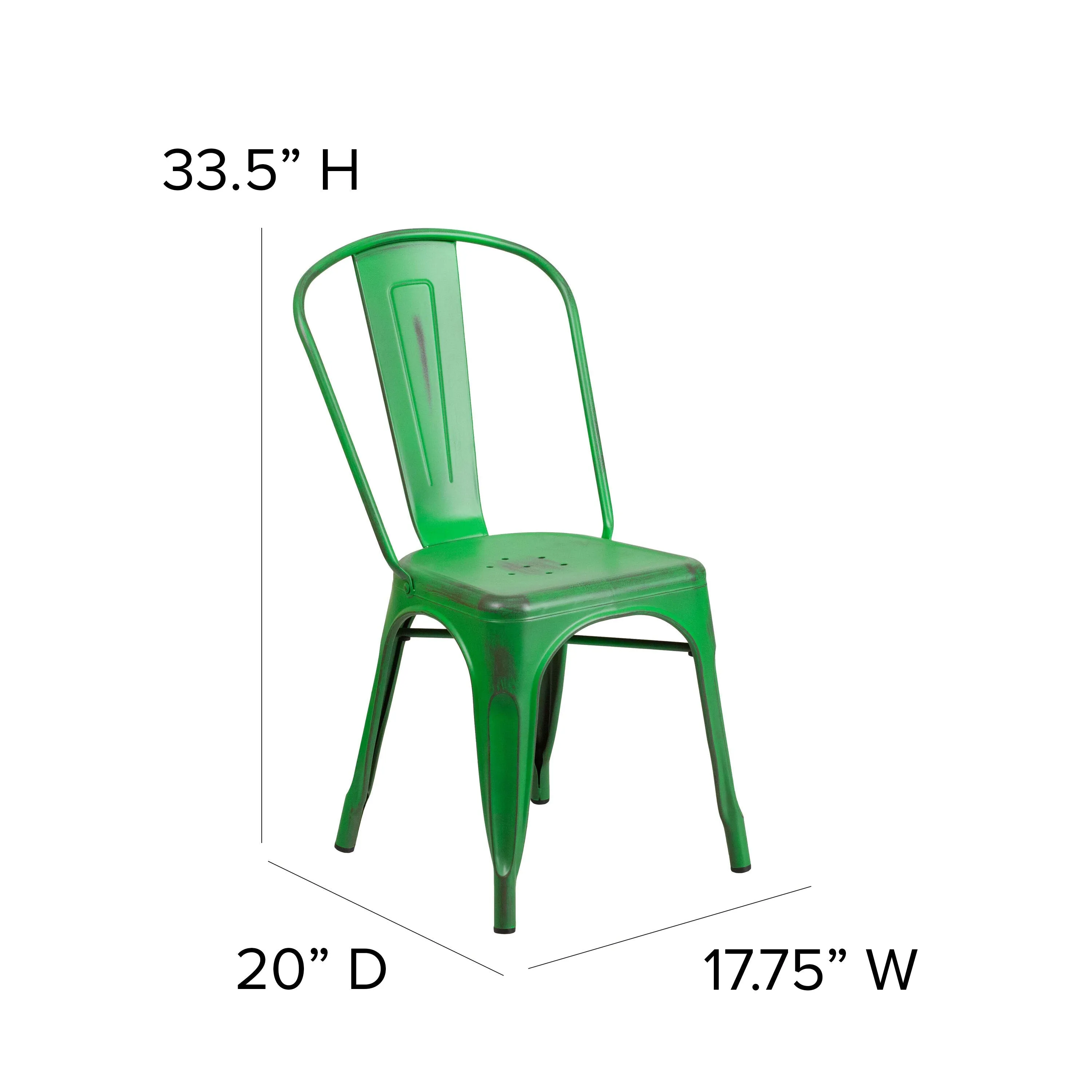 Commercial Grade Distressed Metal Indoor-Outdoor Stackable Chair