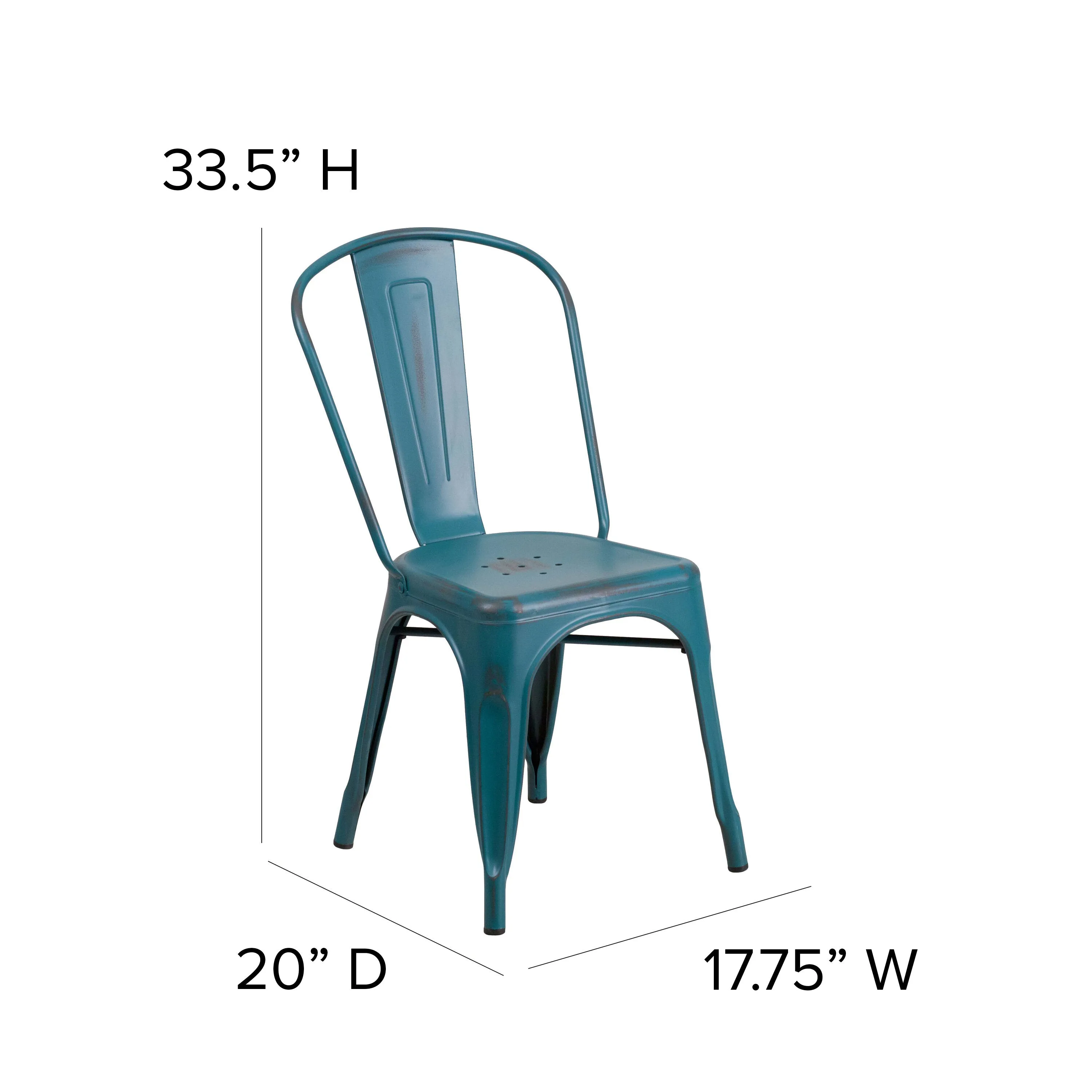 Commercial Grade Distressed Metal Indoor-Outdoor Stackable Chair