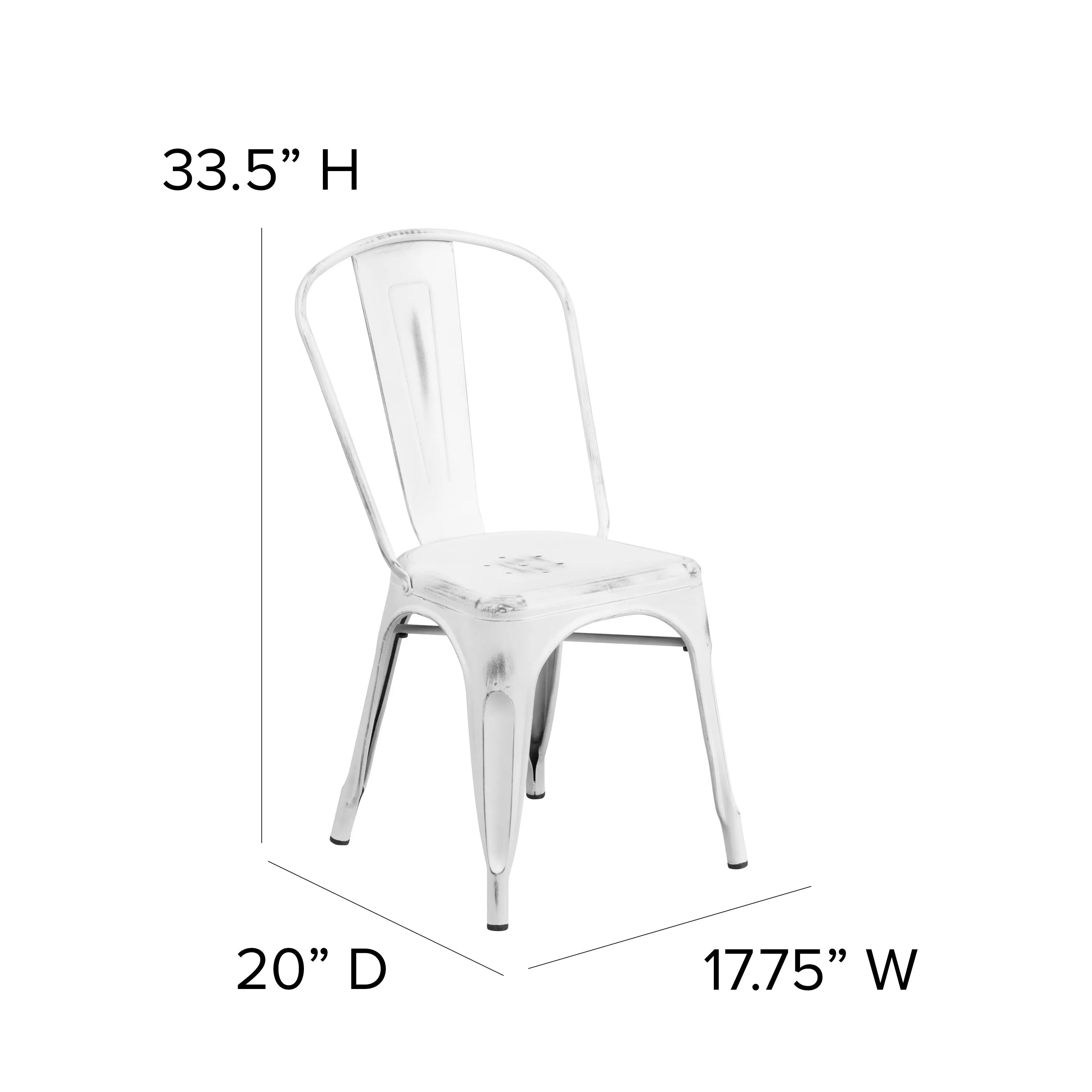 Commercial Grade Distressed Metal Indoor-Outdoor Stackable Chair