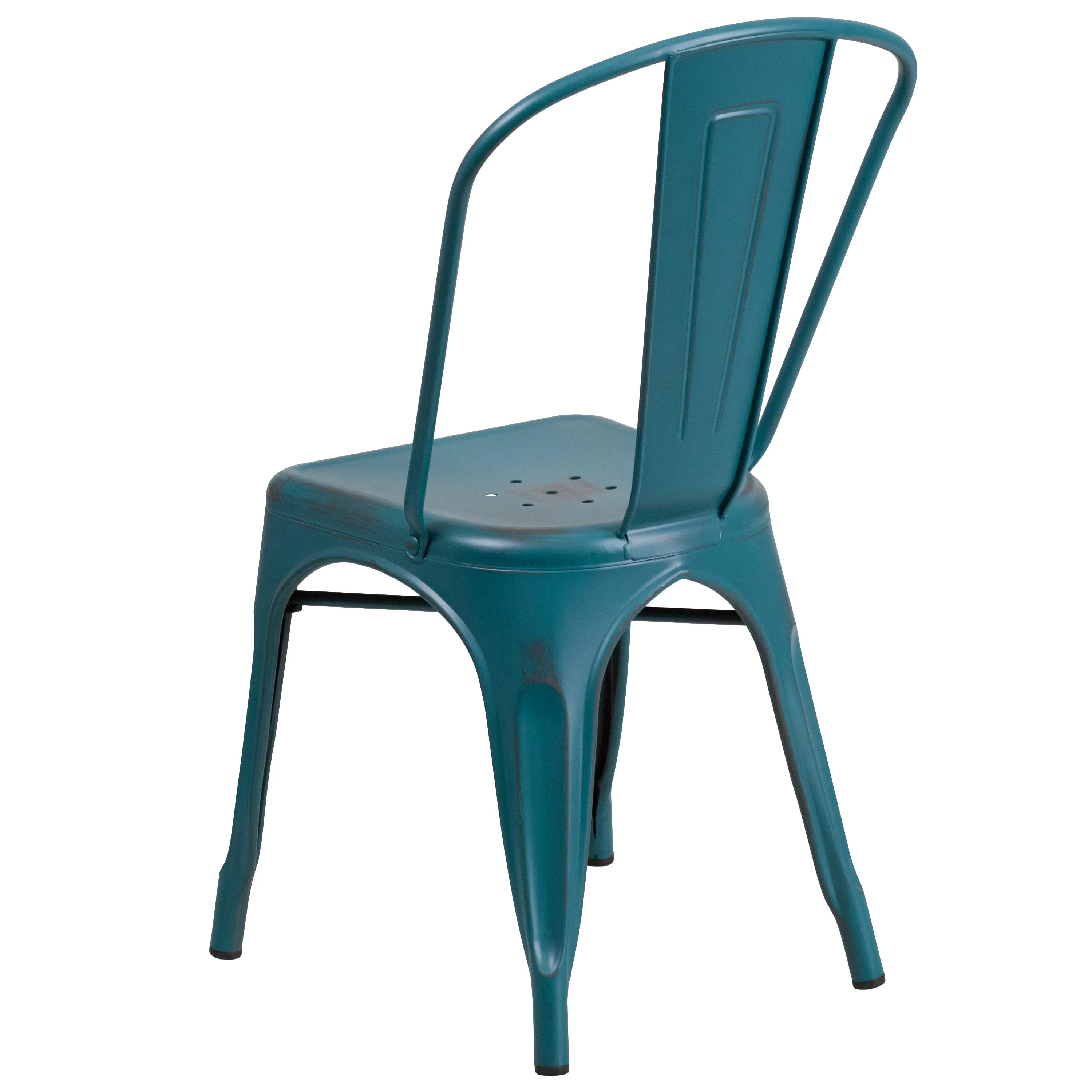 Commercial Grade Distressed Metal Indoor-Outdoor Stackable Chair