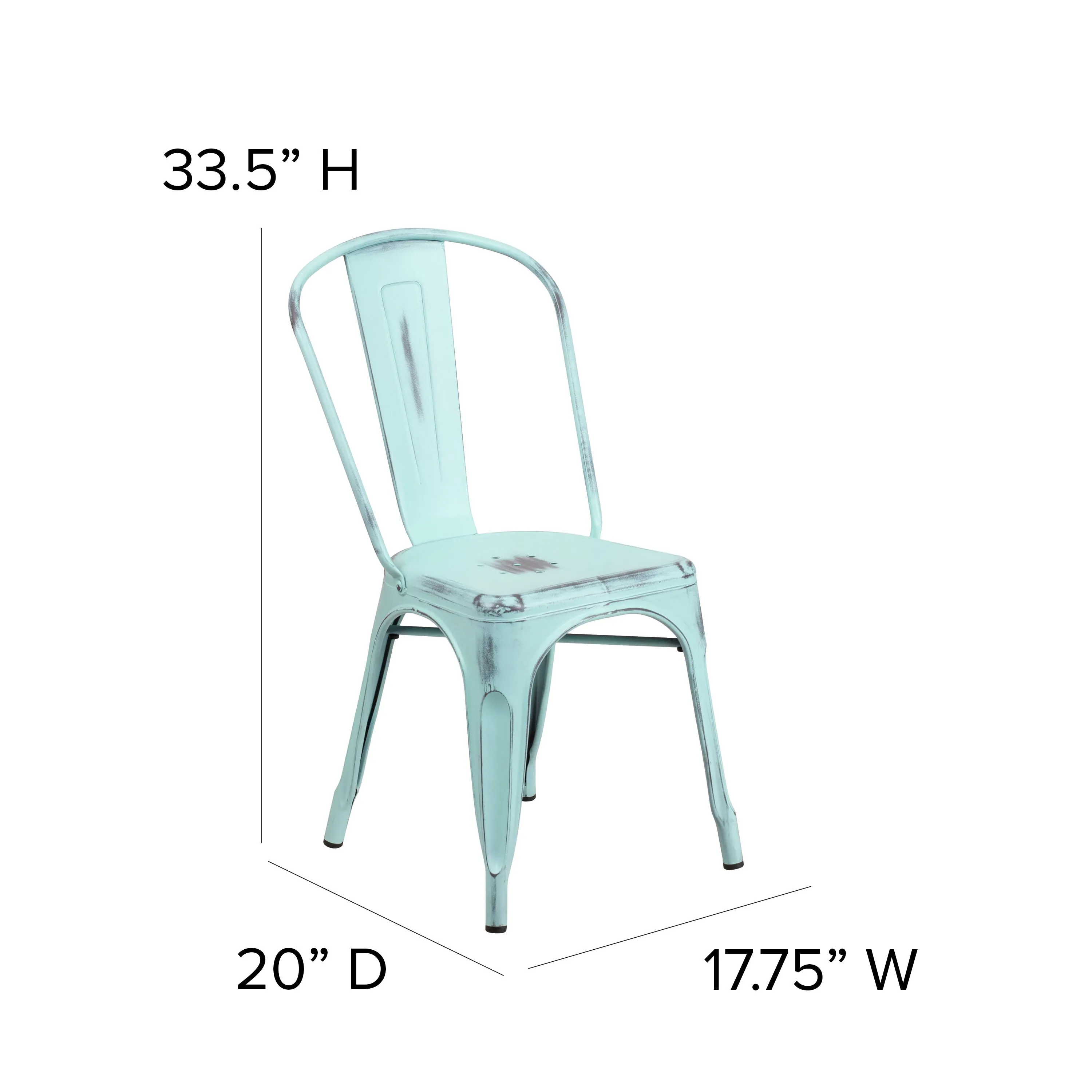 Commercial Grade Distressed Metal Indoor-Outdoor Stackable Chair