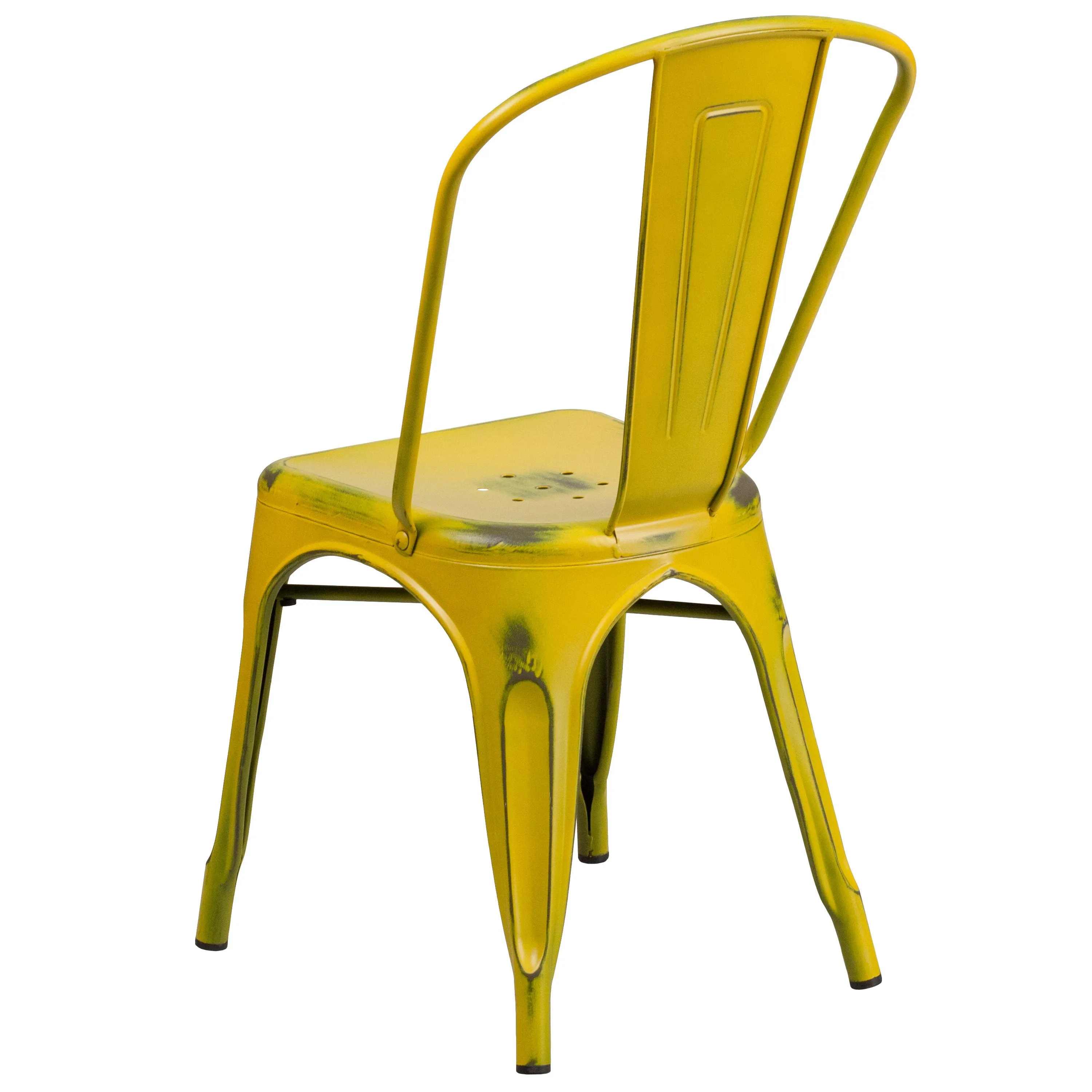 Commercial Grade Distressed Metal Indoor-Outdoor Stackable Chair