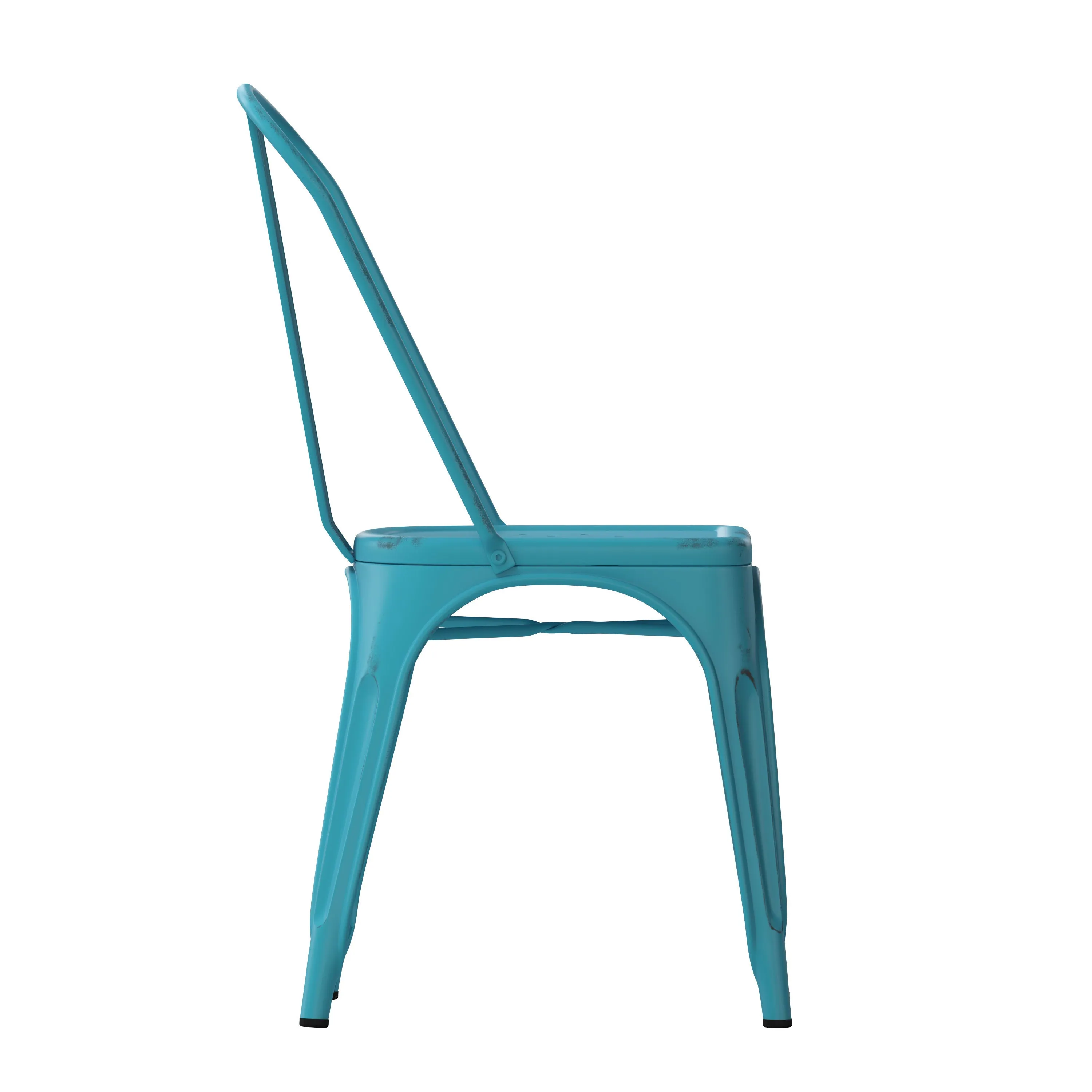 Commercial Grade Distressed Metal Indoor-Outdoor Stackable Chair