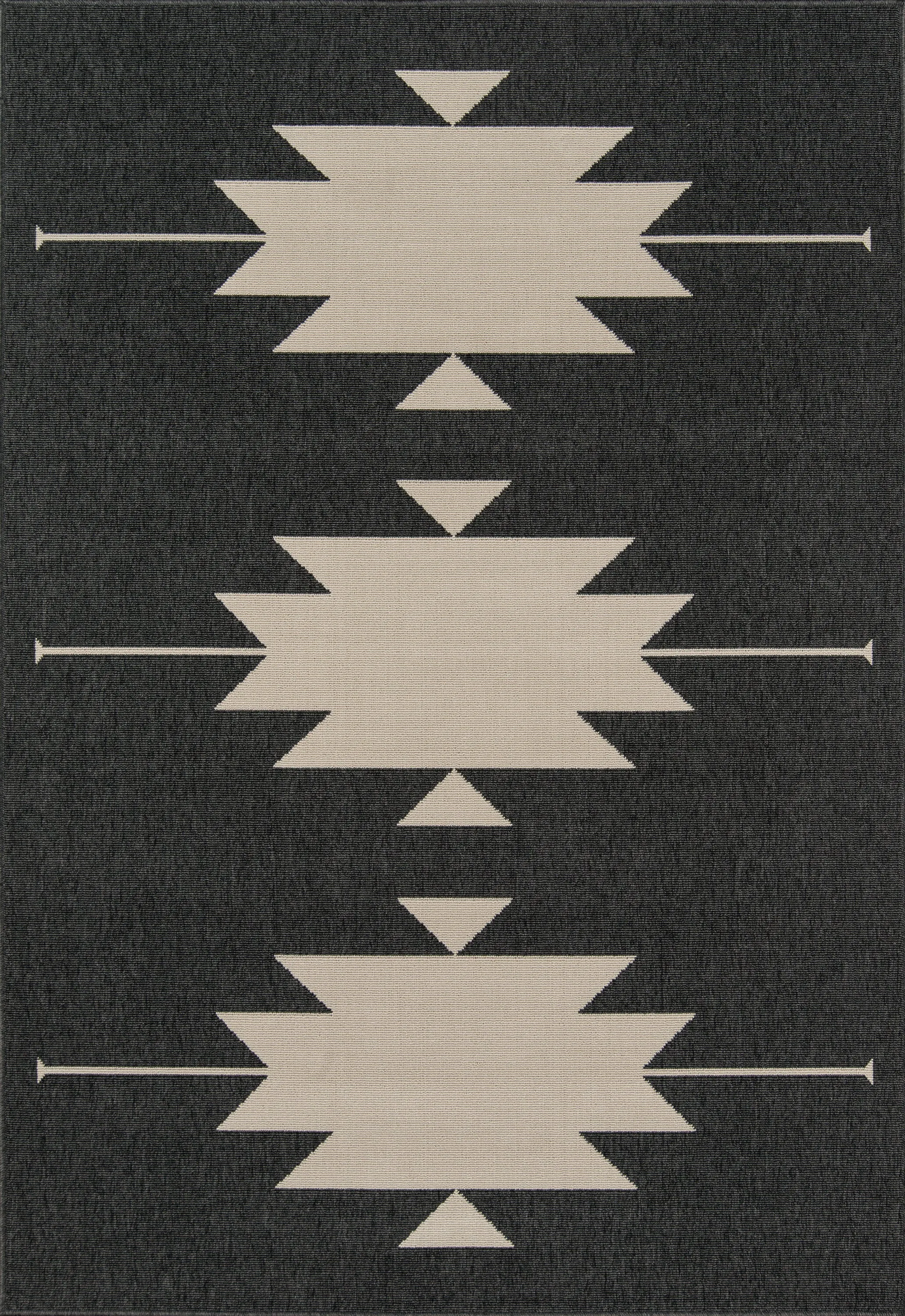 Contemporary Machine Made Black Rug