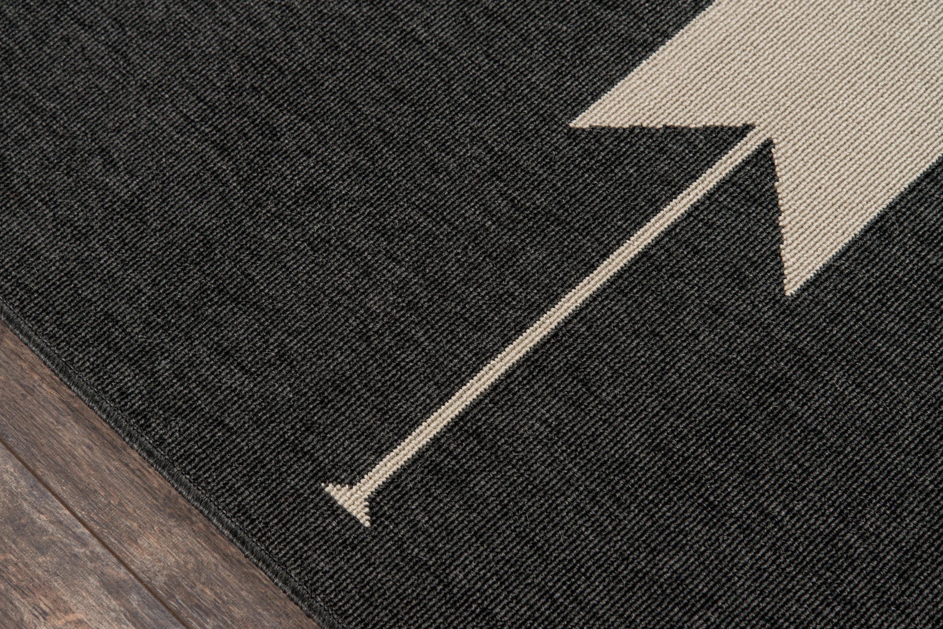 Contemporary Machine Made Black Rug