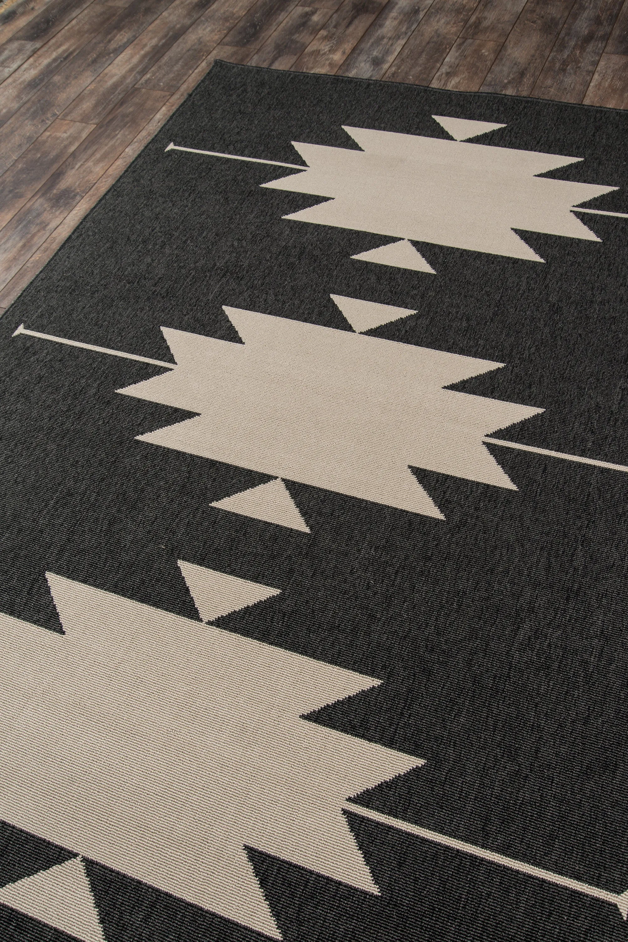 Contemporary Machine Made Black Rug