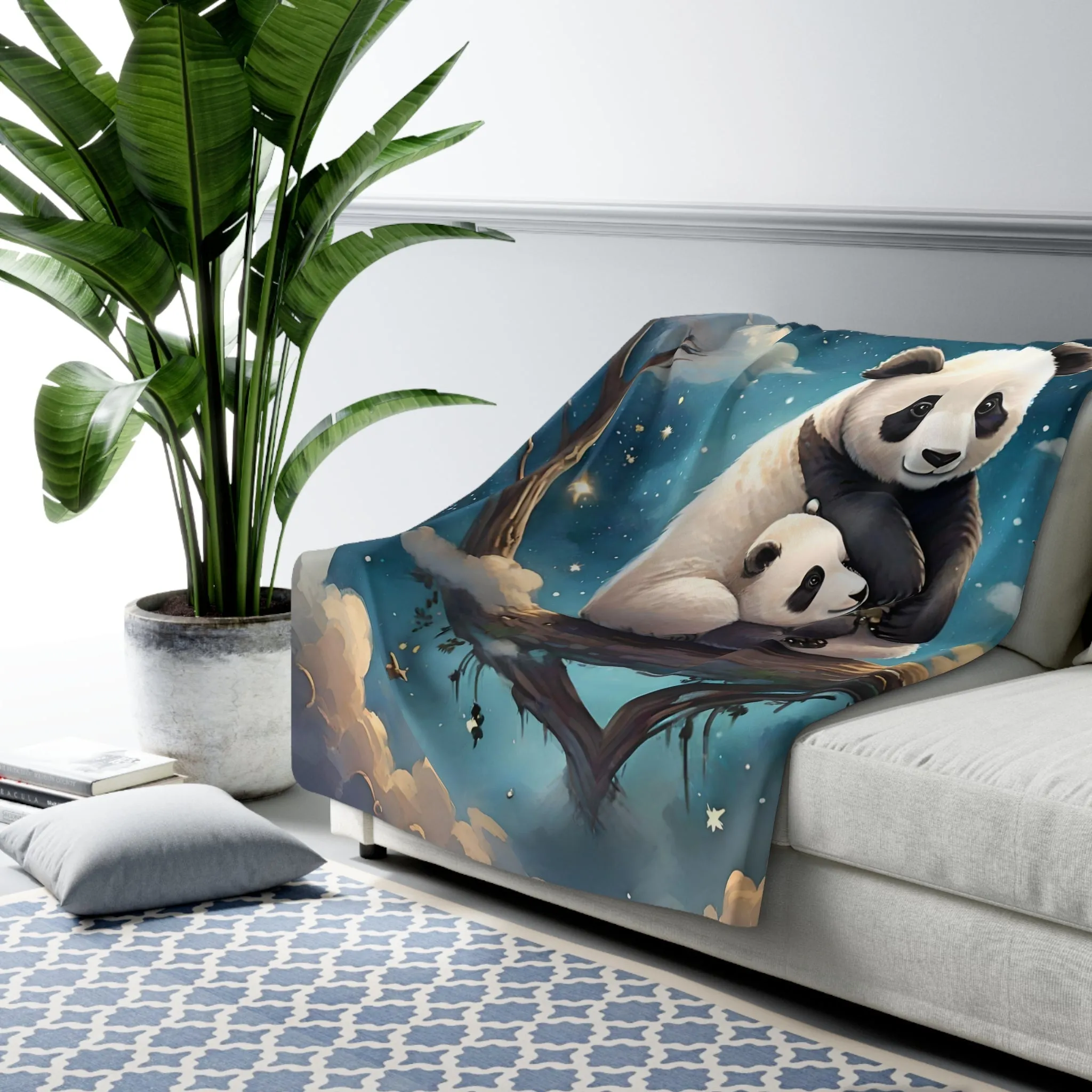 Cute Panda Sofa Blanket Sherpa Fleece Blanket