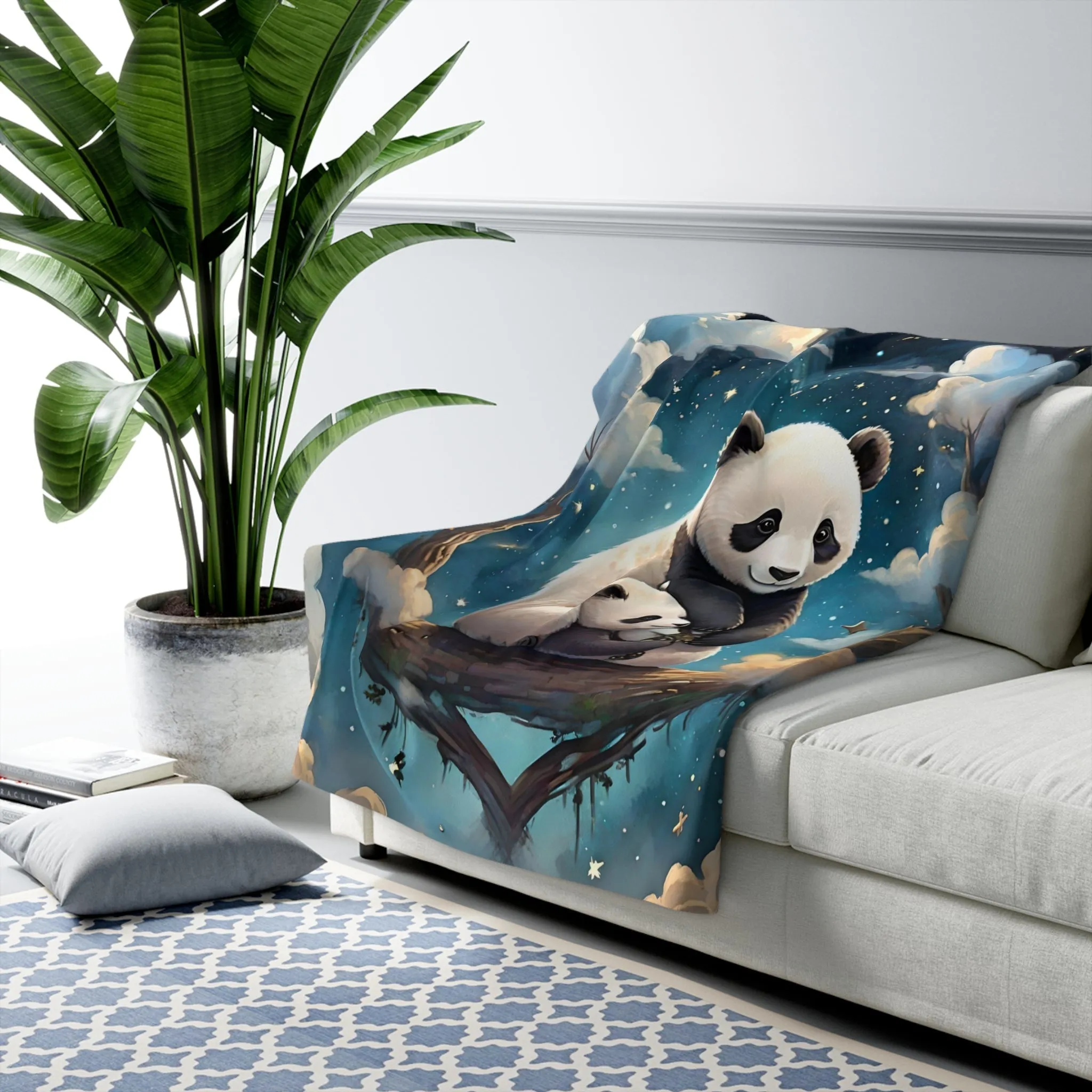 Cute Panda Sofa Blanket Sherpa Fleece Blanket