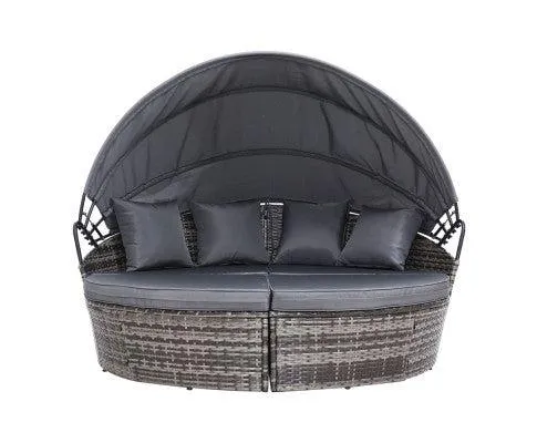 Day Bed for Sale - Premium Grey Rattan Day Bed Lounge Set for Patio