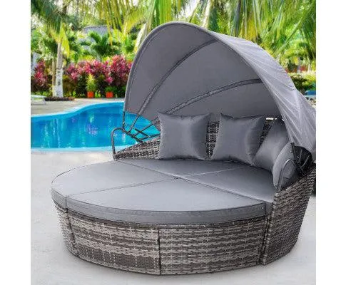 Day Bed for Sale - Premium Grey Rattan Day Bed Lounge Set for Patio