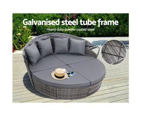 Day Bed for Sale - Premium Grey Rattan Day Bed Lounge Set for Patio