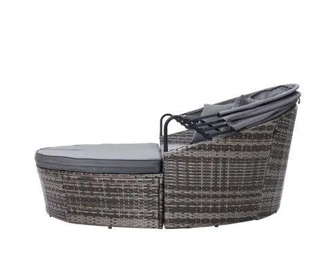 Day Bed for Sale - Premium Grey Rattan Day Bed Lounge Set for Patio