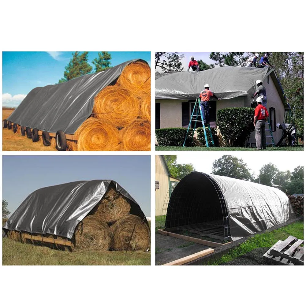 DIY 40x50 ft Heavy-Duty Tarp Shelter Cover Tarpaulin Black/Silver