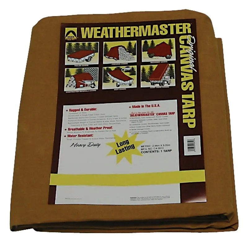 Dize Weathermaster CA1016D Tarpaulin, 16 ft L, 10 ft W, Canvas, Tan :EA: QUANTITY: 1