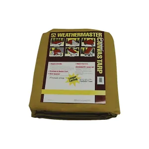 DIZE Weathermaster CB1218D Tarpaulin, 18 ft L, 12 ft W, Canvas, Tan