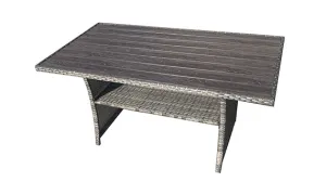 Duoyes Wicker Outdoor Table, Embedded-PS-Top Dining Table in Steel Frame