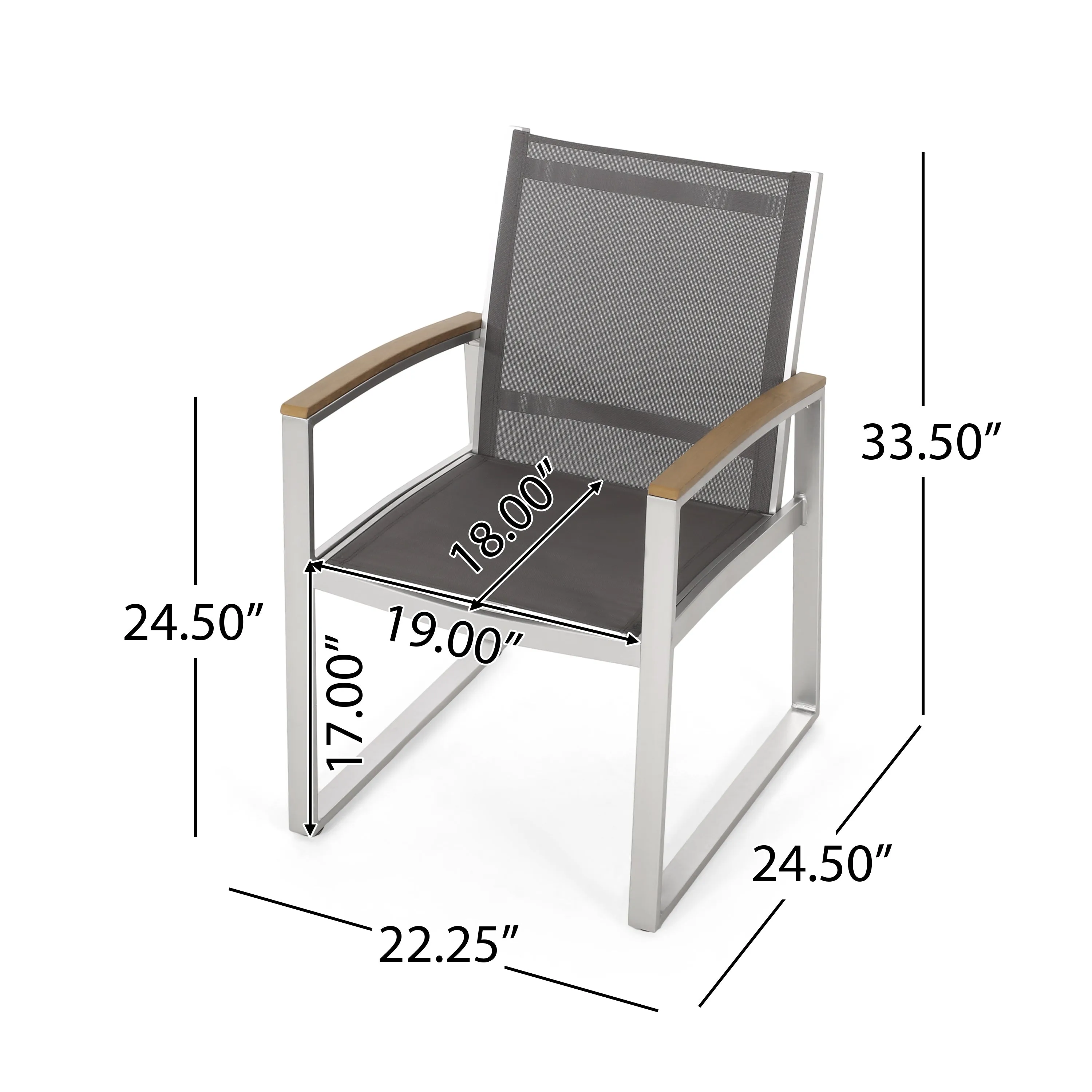 Eunice Outdoor 2 Seater Aluminum and Mesh Chat Set