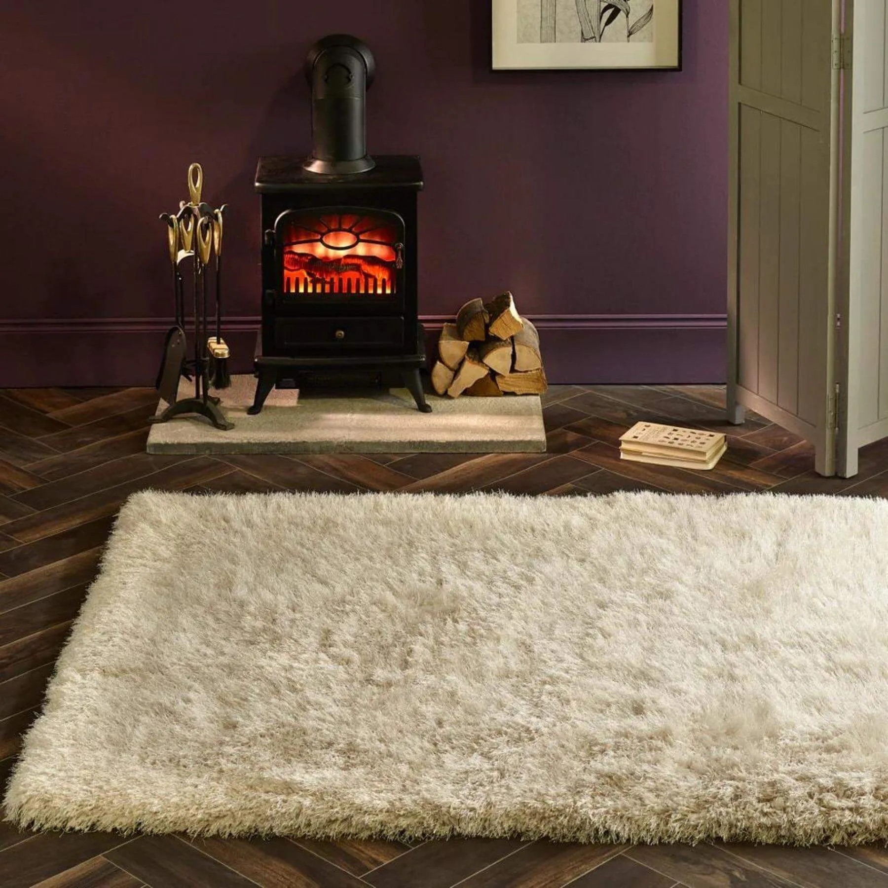 Extravagance Ivory Shaggy Rug