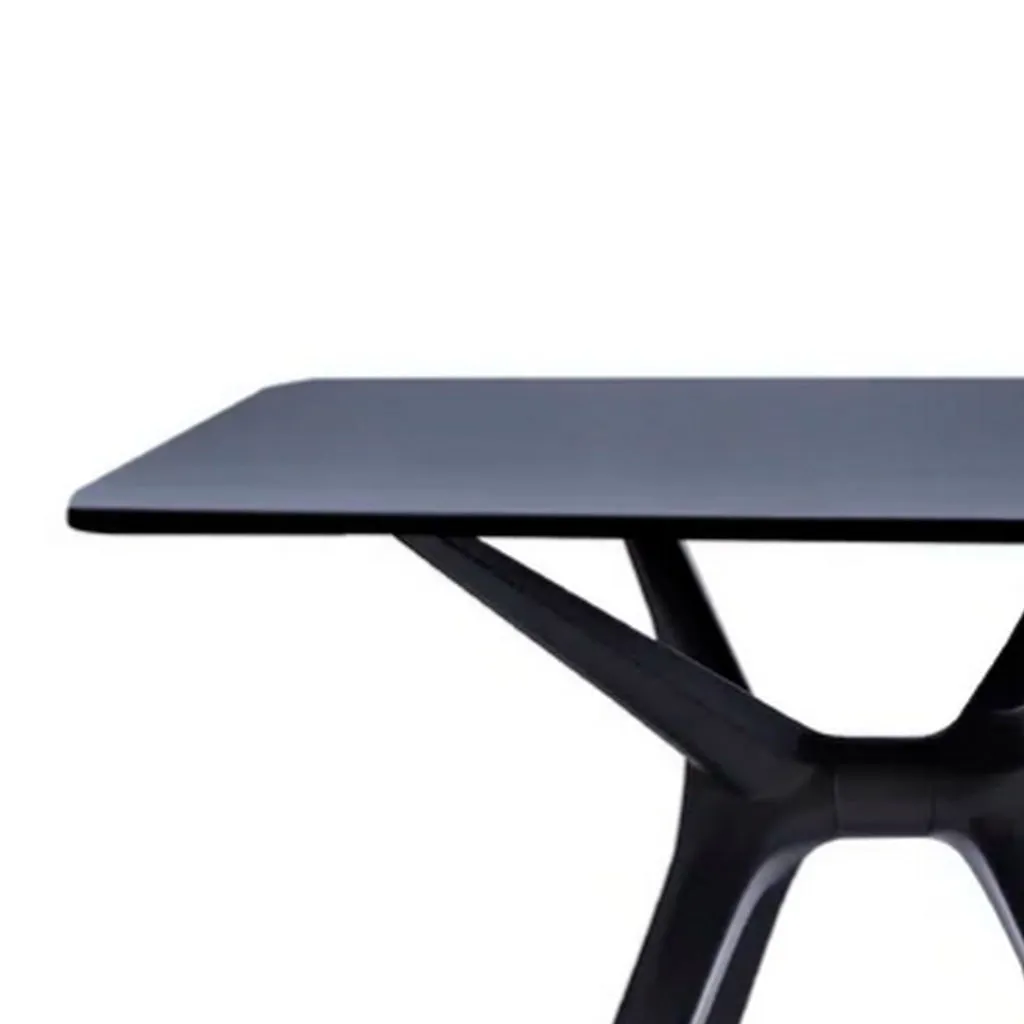 Filia 29 Inch Outdoor Dining Table, Rectangular Top, Tapered Legs, Black By Casagear Home