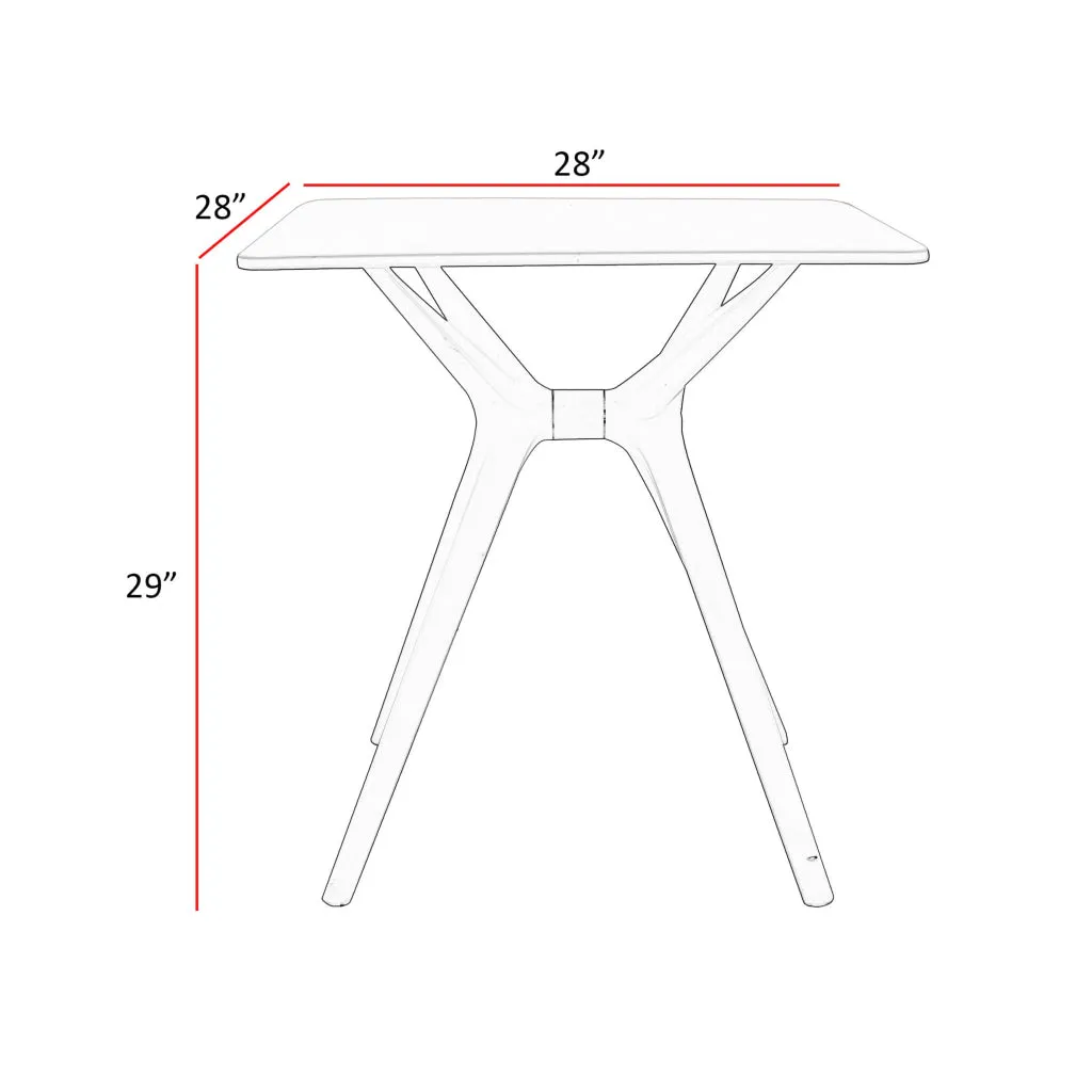 Filia 29 Inch Outdoor Dining Table, Rectangular Top, Tapered Legs, Black By Casagear Home