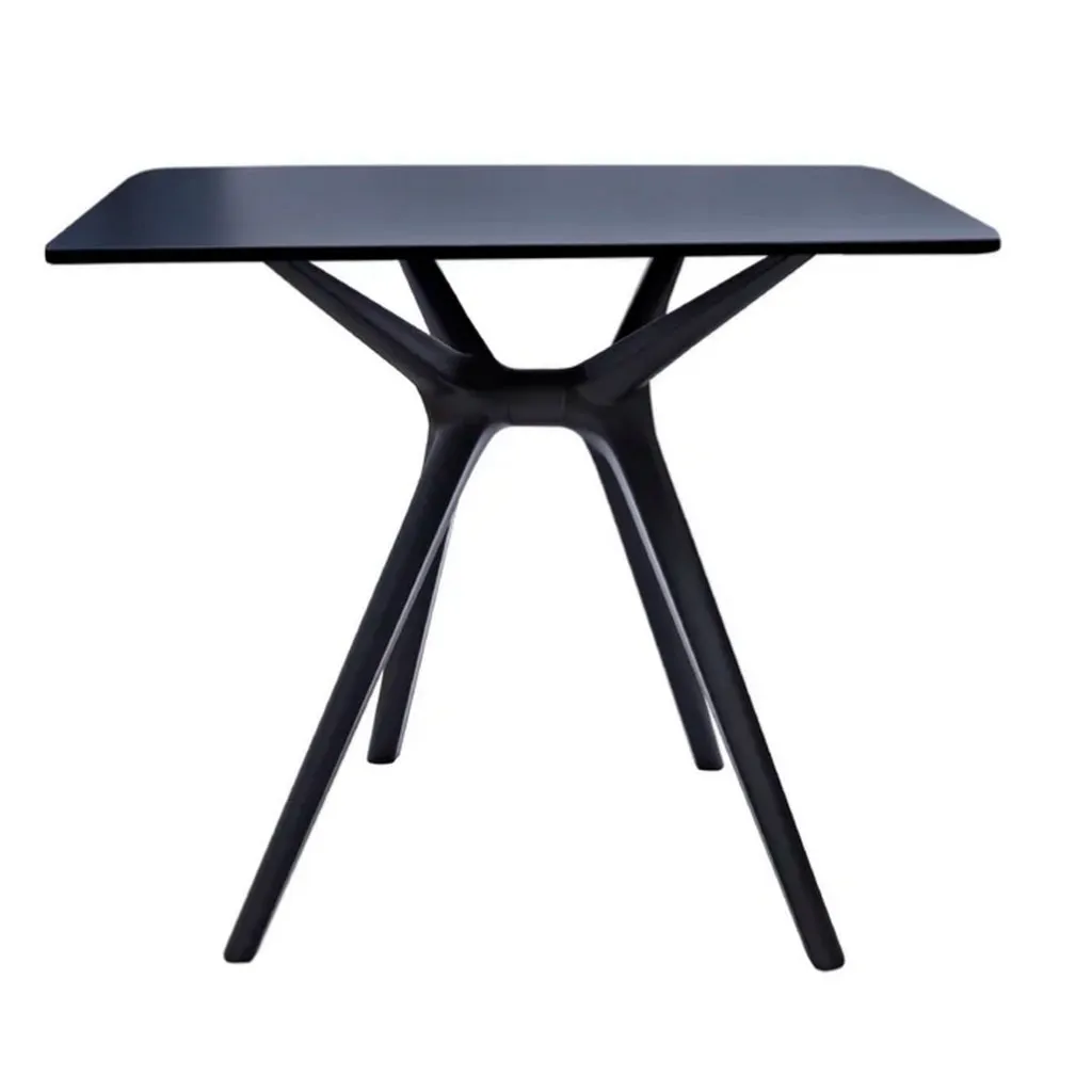 Filia 29 Inch Outdoor Dining Table, Rectangular Top, Tapered Legs, Black By Casagear Home