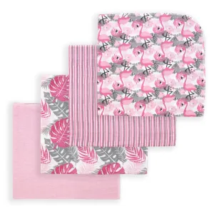 Flannel Baby Receiving Blanket - Flamingo