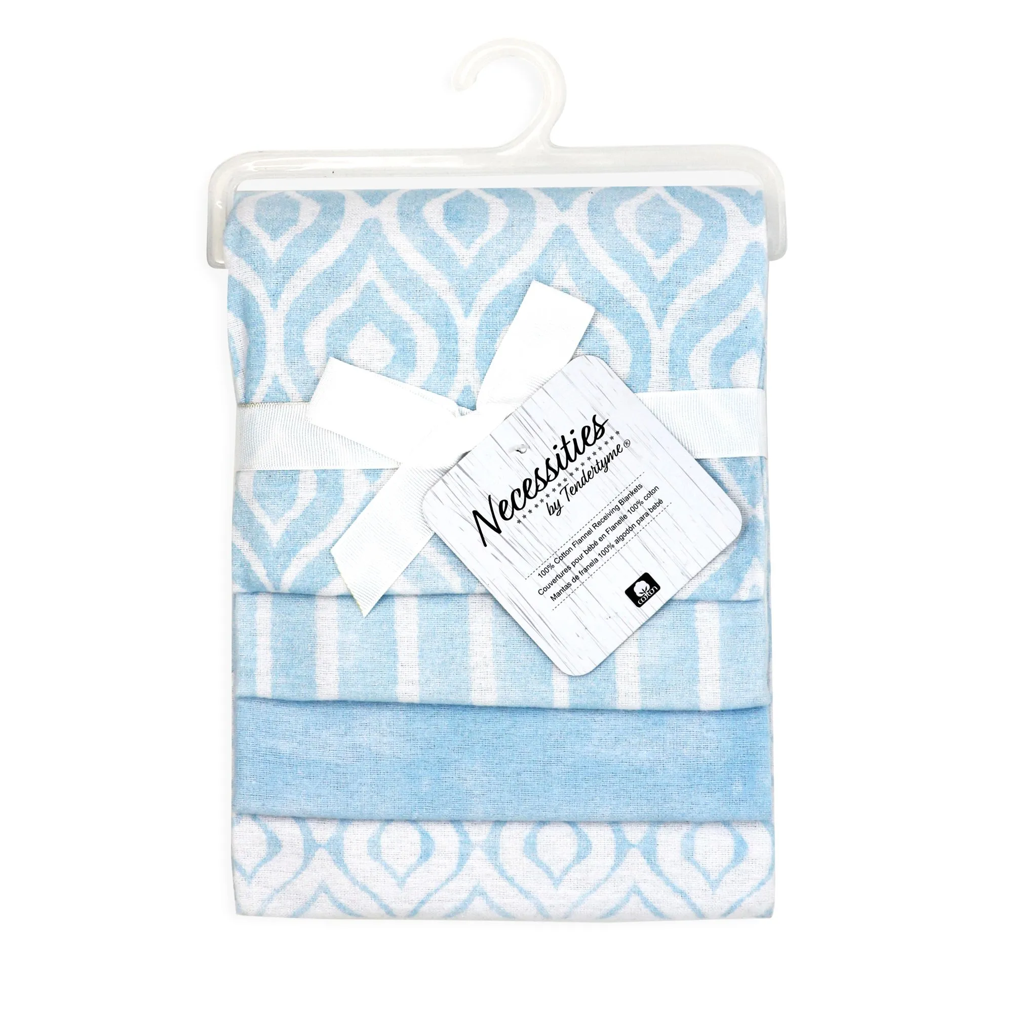 Flannel Baby Receiving Blanket - Watercolour Blue