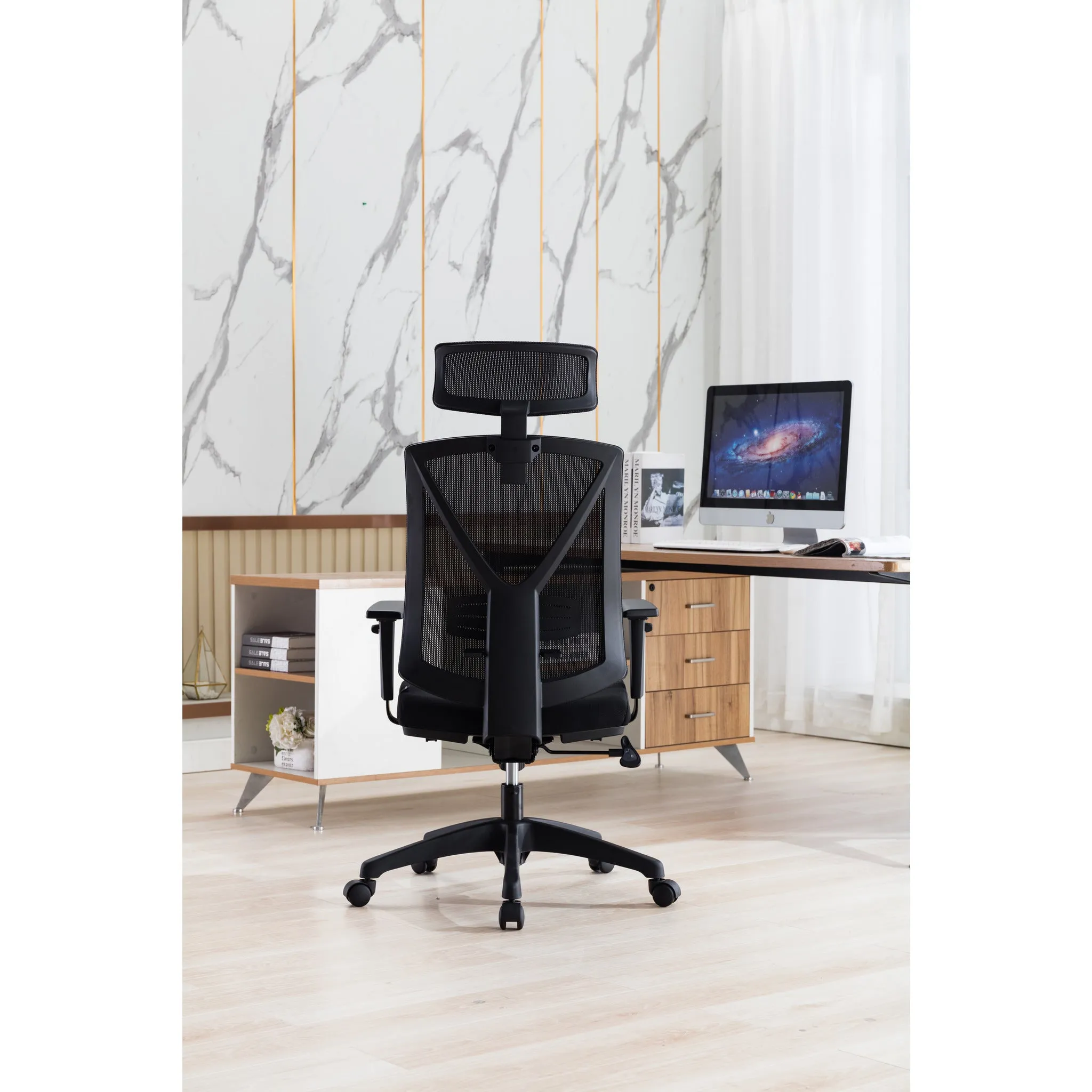 Garrison Mesh Ergonomic Office Chair with Headrest - Black