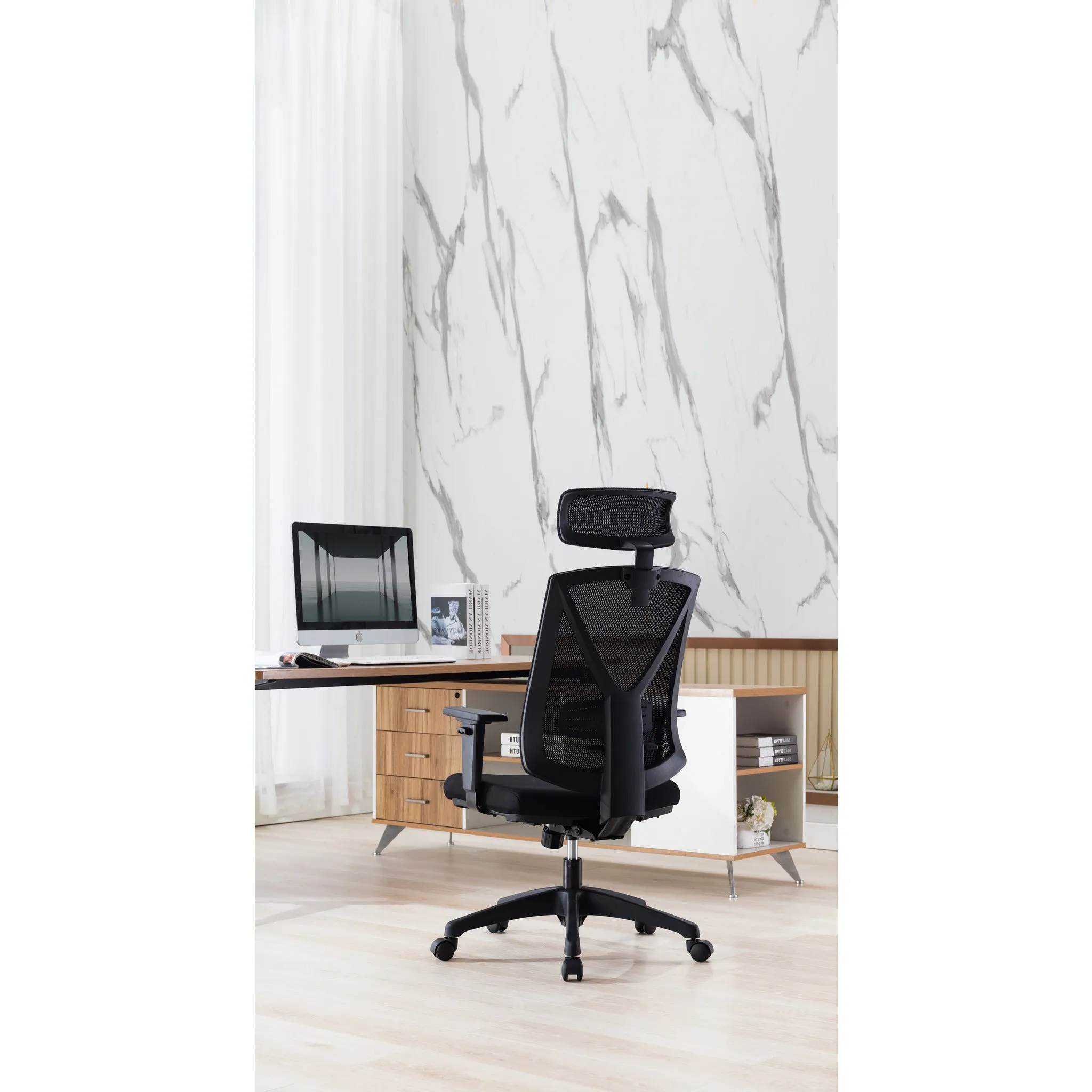 Garrison Mesh Ergonomic Office Chair with Headrest - Black