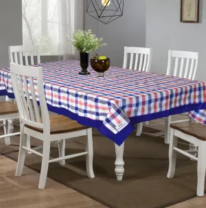 Heart Home Check Print Cotton Dining Table Cover/Table Cloth for Home Decorative Luxurious 6 Seater, 60"x90" (Blue) 54HH4270.