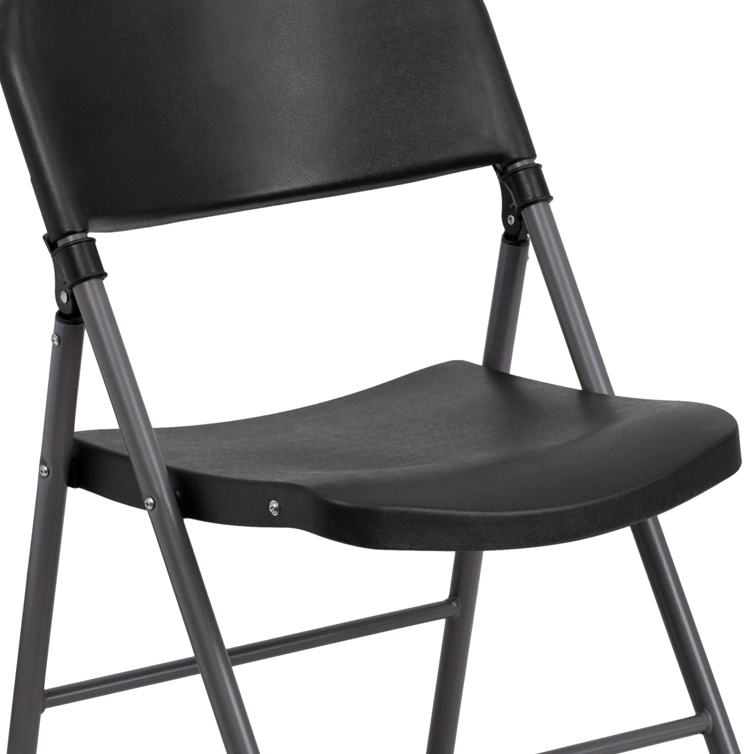 HERCULES Series 330 lb. Capacity Plastic Folding Chair with Charcoal Frame