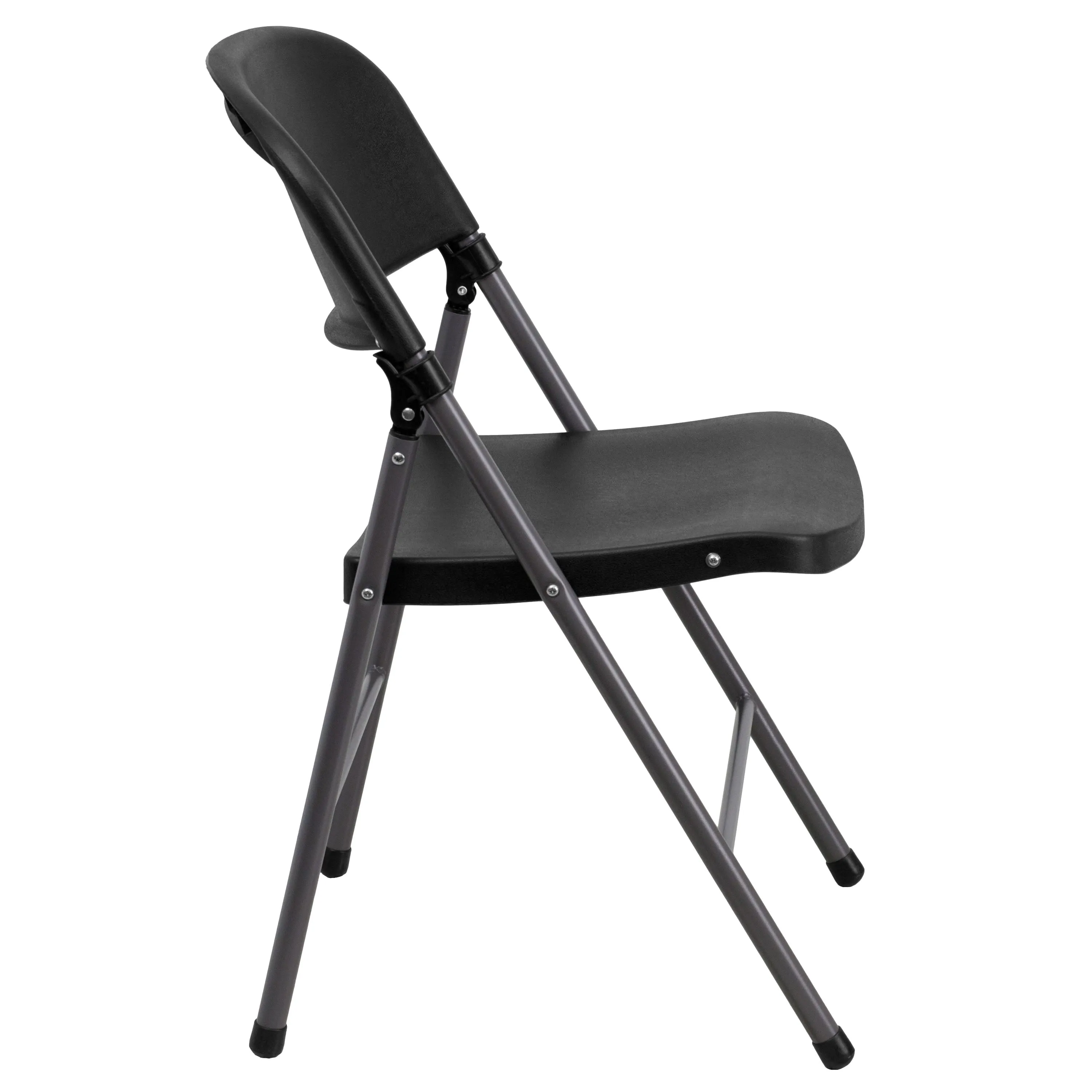 HERCULES Series 330 lb. Capacity Plastic Folding Chair with Charcoal Frame