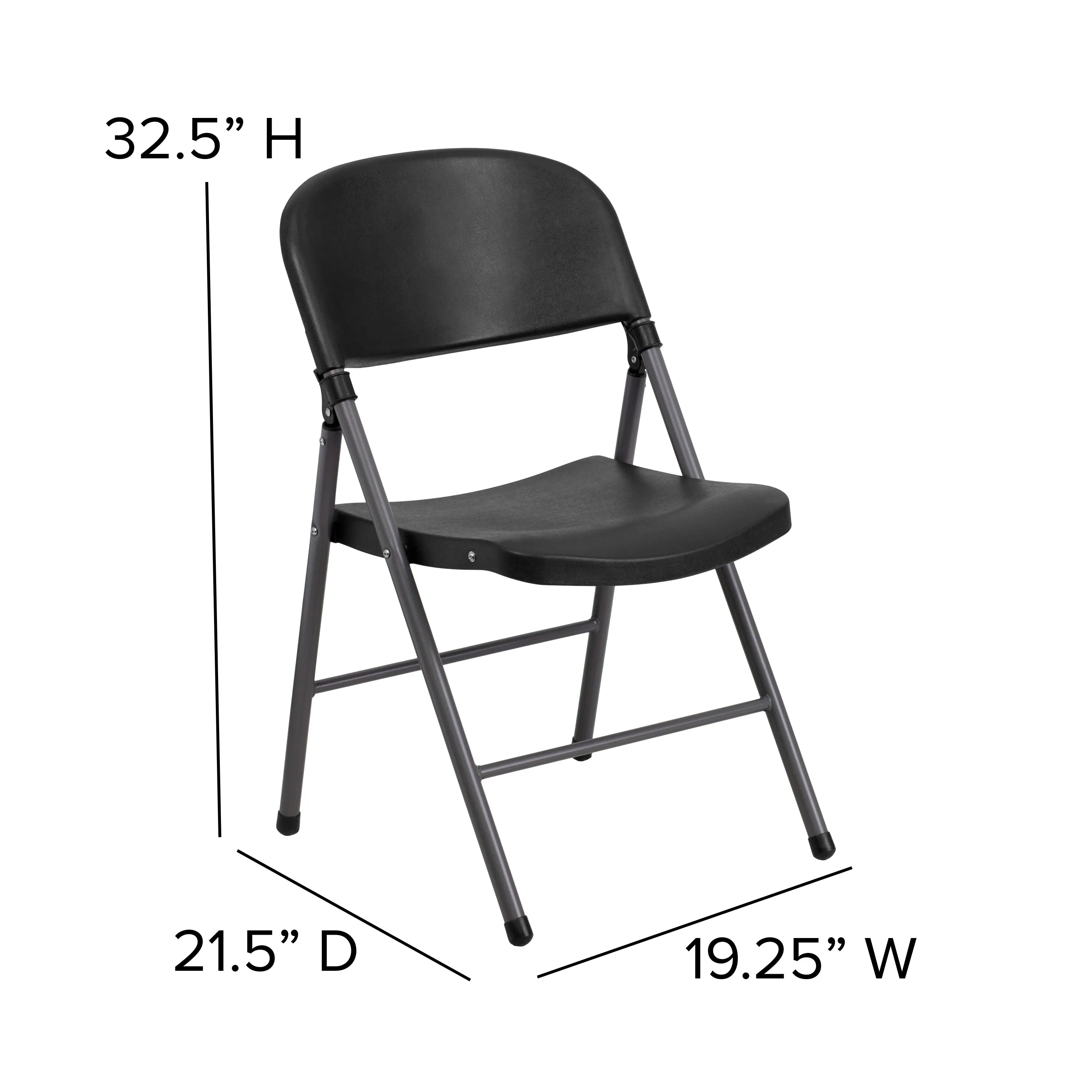 HERCULES Series 330 lb. Capacity Plastic Folding Chair with Charcoal Frame