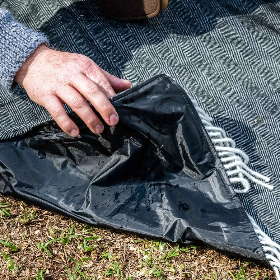 Herringbone Picnic Blanket, Waterproof Backing