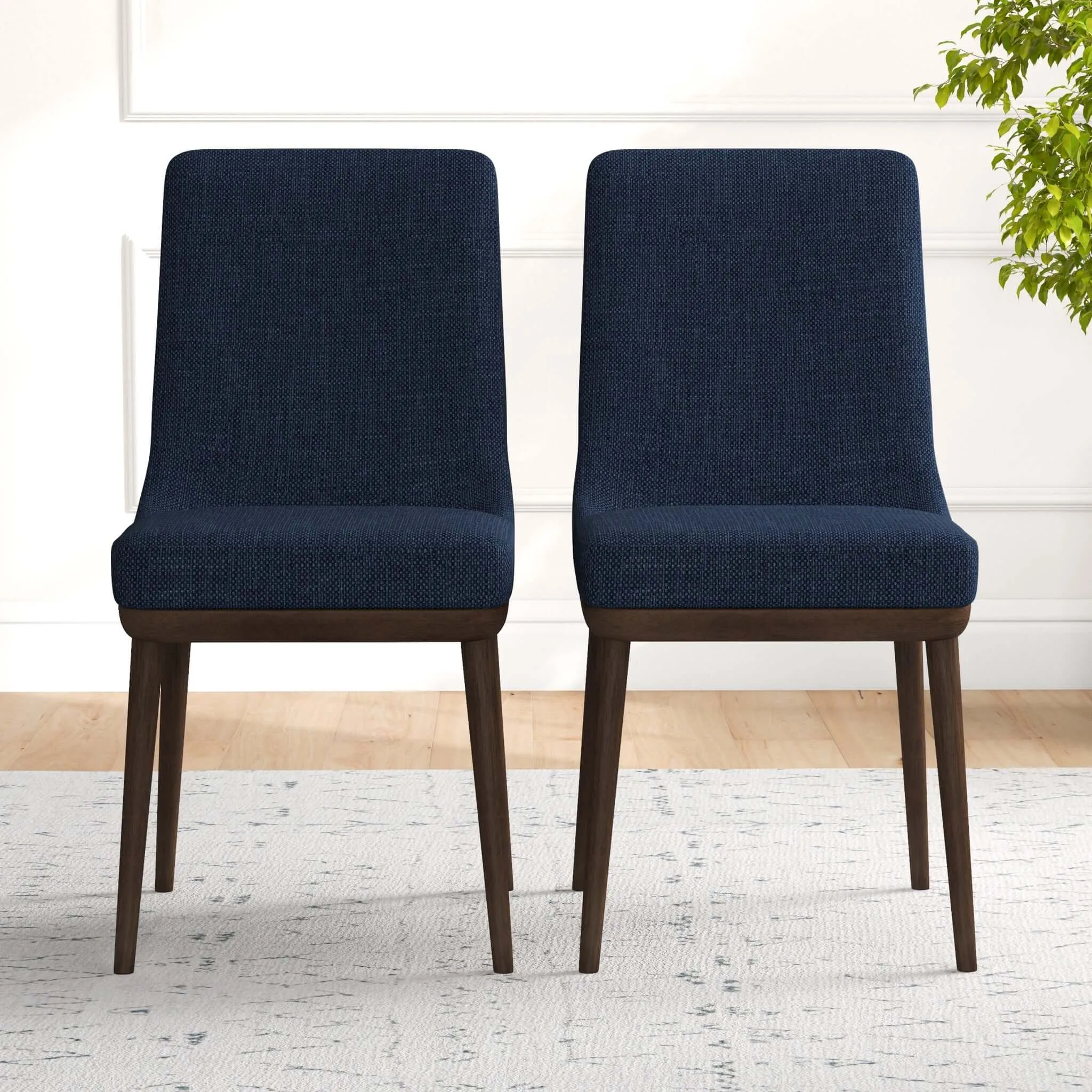 Kate Mid-Century Modern Dining Chair (Set of 2) Grey Polyester Blend