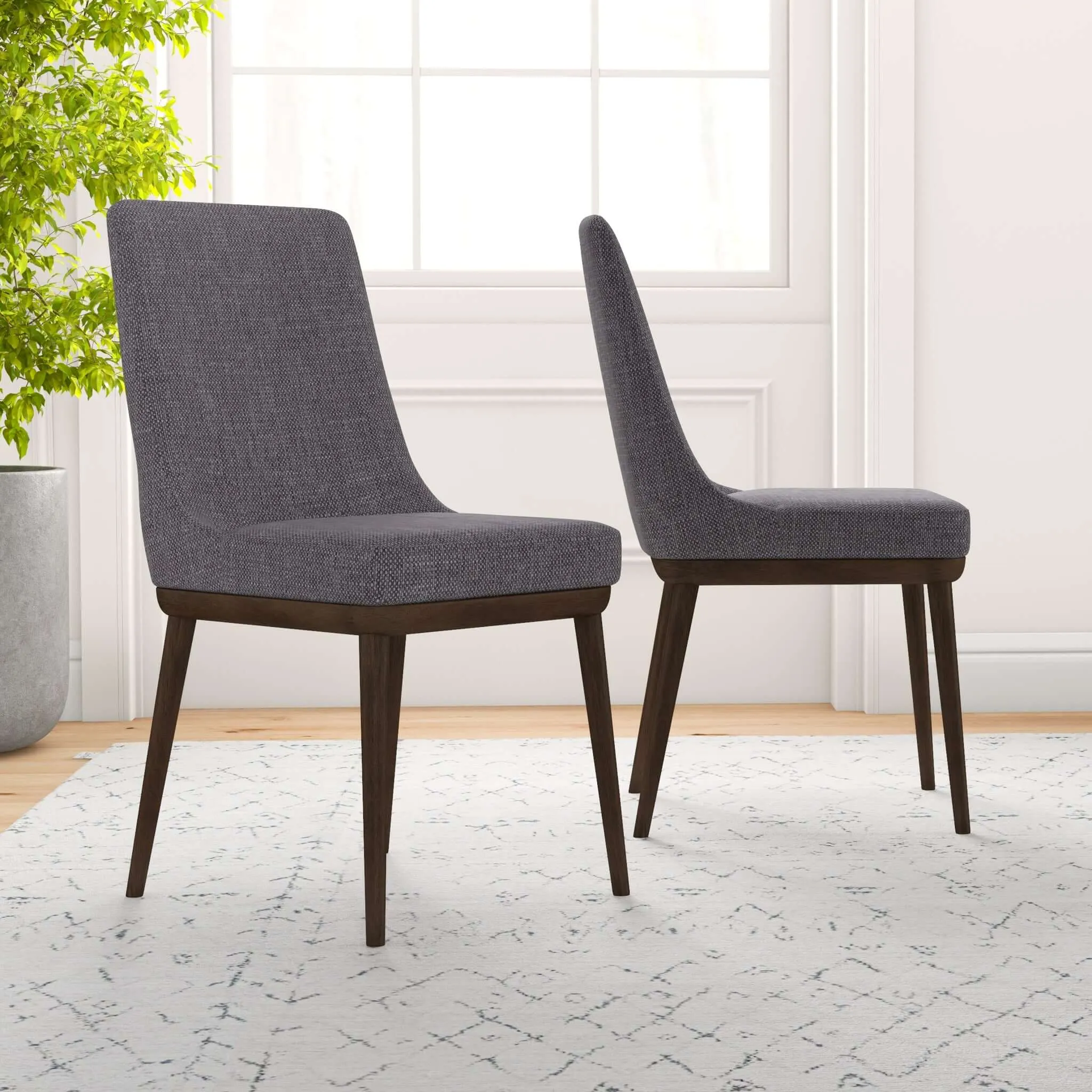 Kate Mid-Century Modern Dining Chair (Set of 2) Grey Polyester Blend