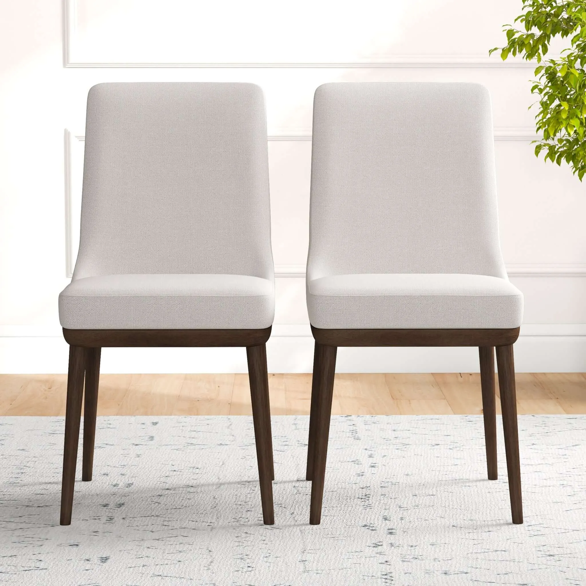 Kate Mid-Century Modern Dining Chair (Set of 2) Grey Polyester Blend