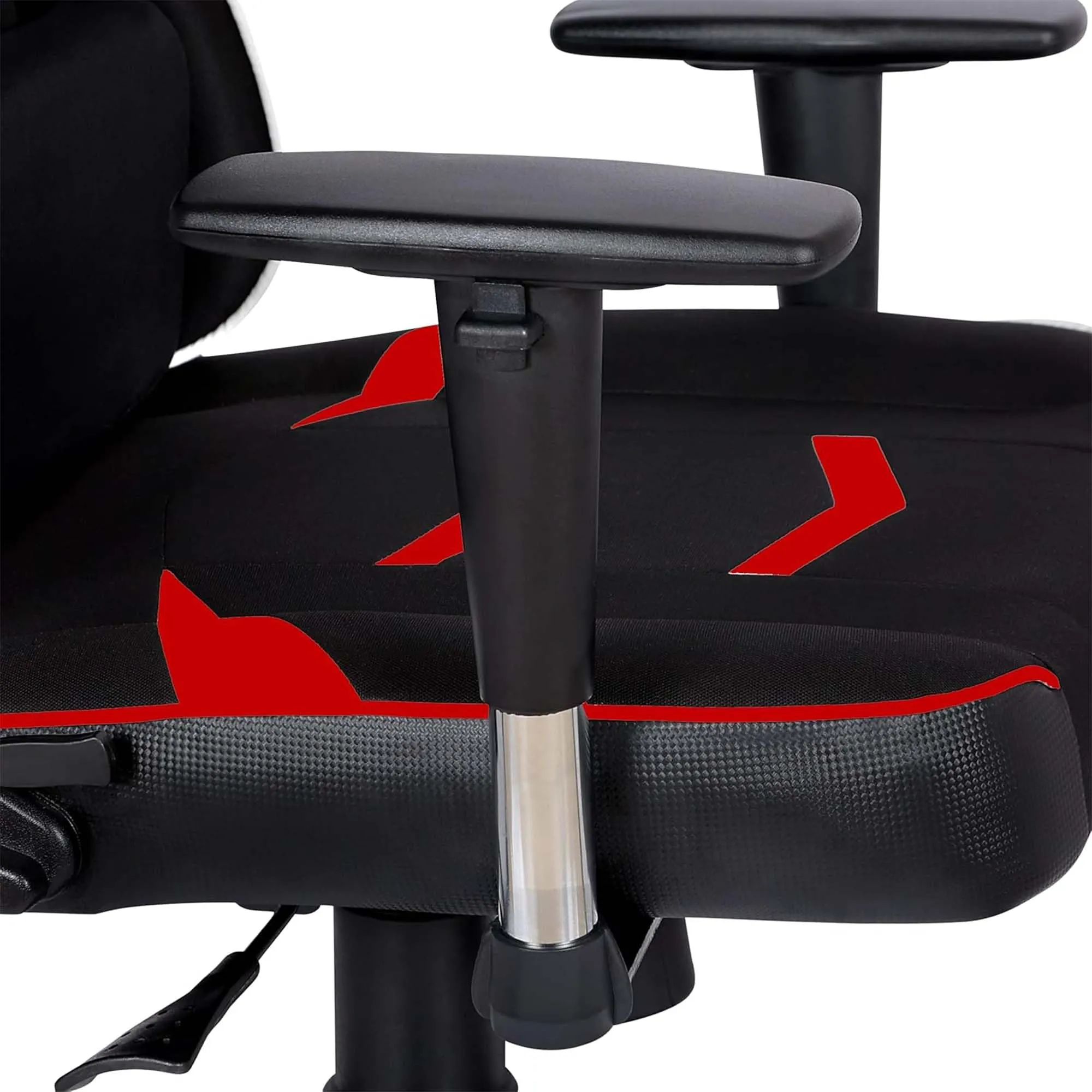 Kuber Industries Revolving Ergonomic PC Gaming Chairs with Wheels | Comes with Headrest, Lumbar Support Cushions & Footrest | Comfortable Chair for Long Sitting & Back Pain Relief | Black & Red