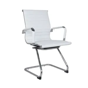 Medium Back Comfortable Pu Leather Office Chair 818D White