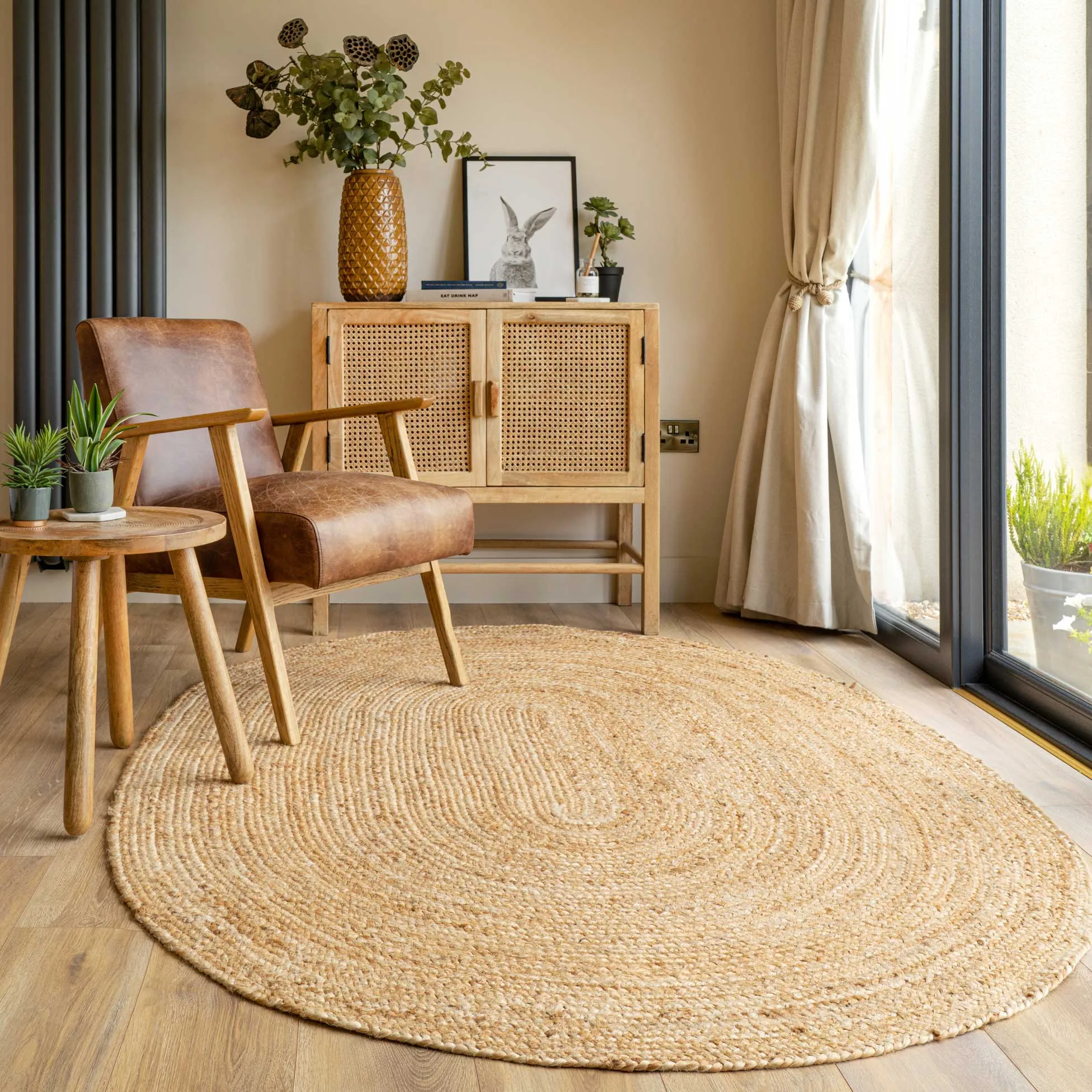 Natural Rustic Oval Jute Rug