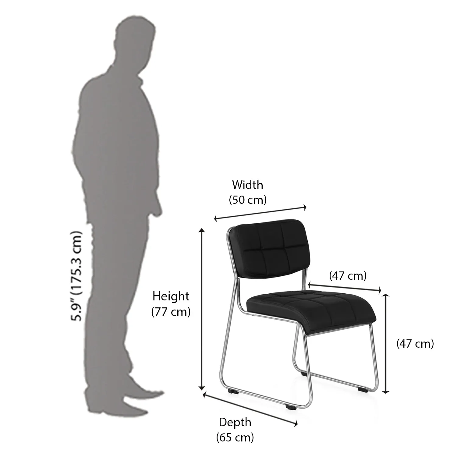 Nilkamal Contract 02 without Arm Visitor Chair (Black)