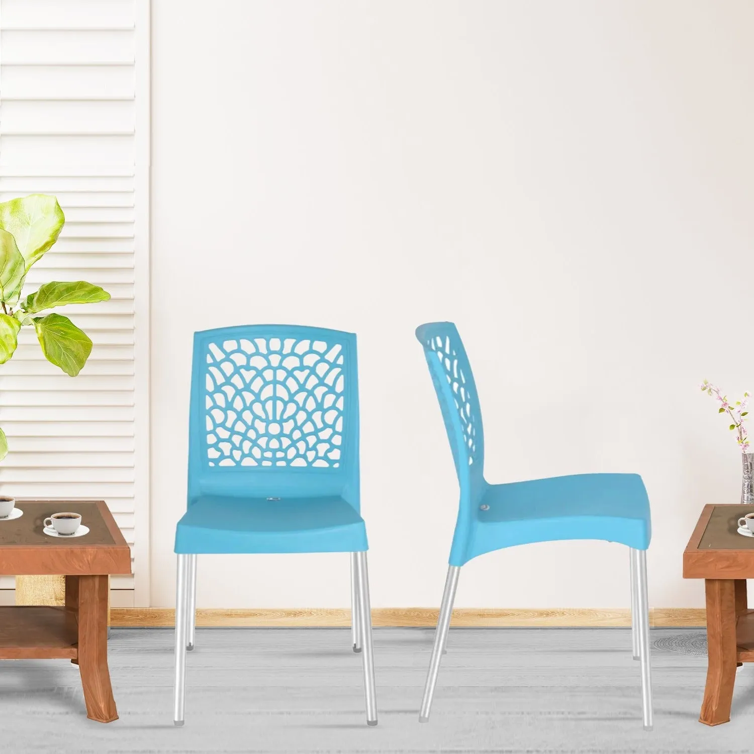 Nilkamal Novella 19 Plastic Armless Chair (Celeste Blue)