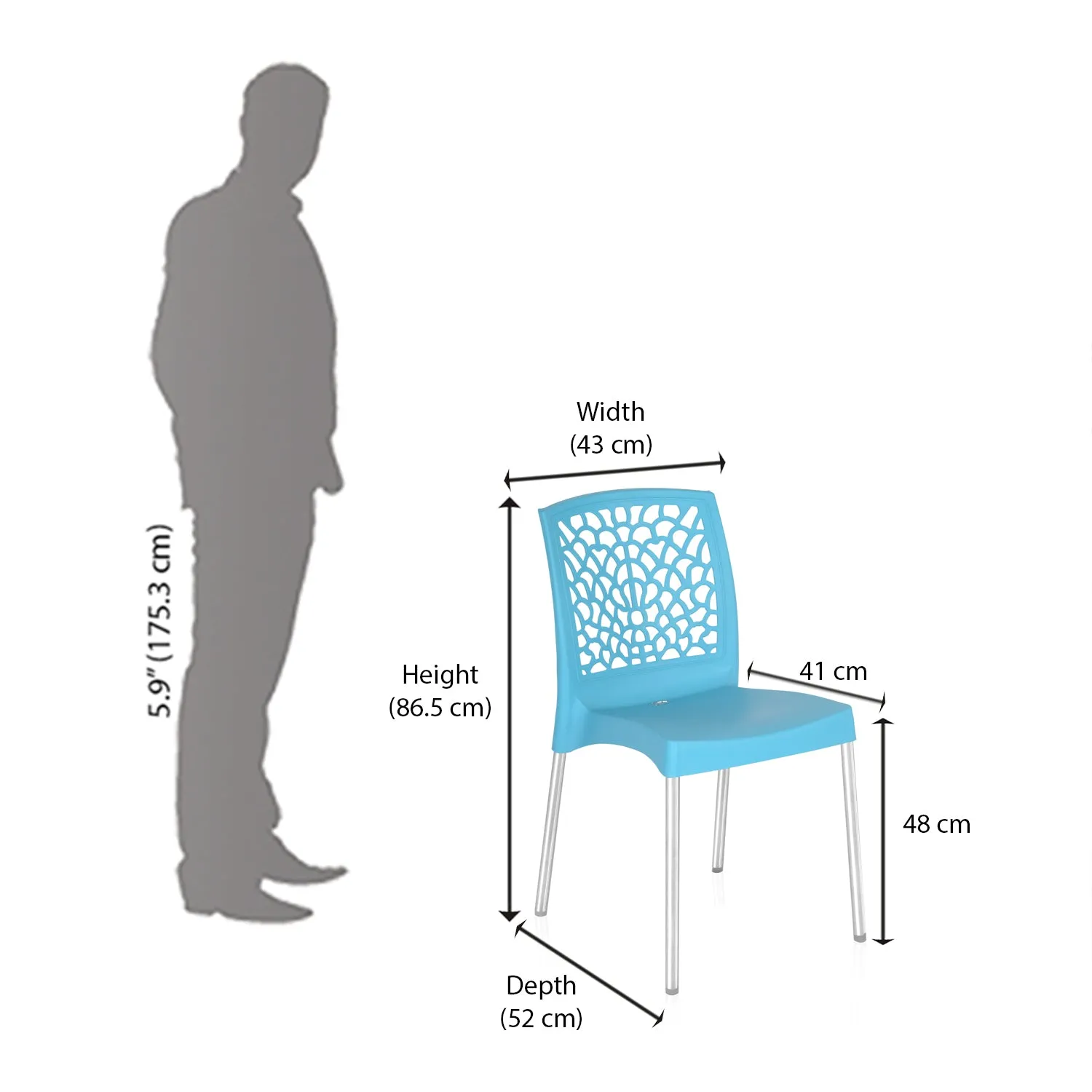 Nilkamal Novella 19 Plastic Armless Chair (Celeste Blue)