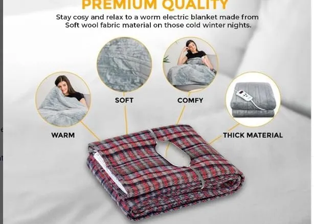 NWF Wool Electric Under Blanket Single Bed Warmer Heating Kambal Hot Blanket for Winter, 30 X 60 Inches (Mix Colors)